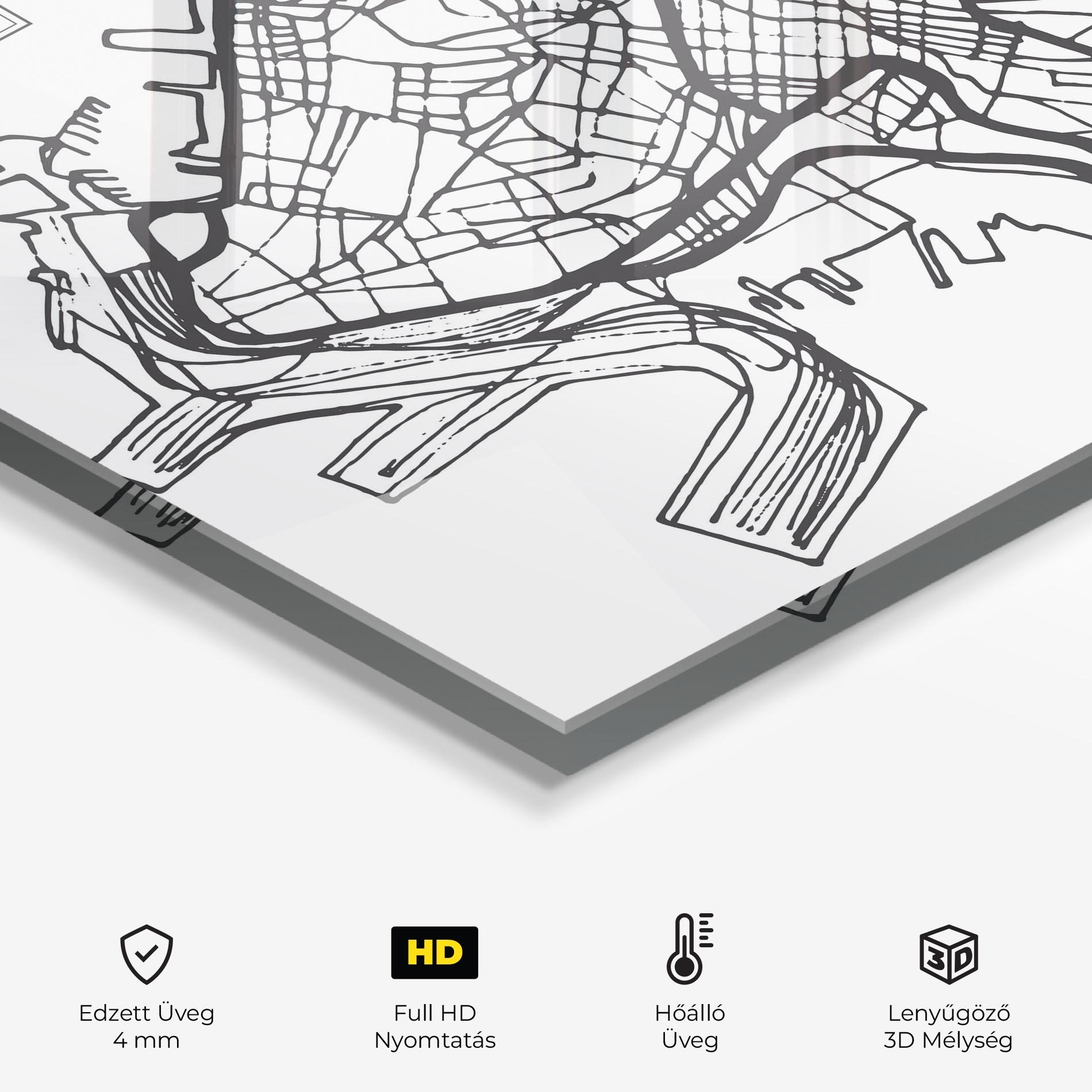 Konyhai üveg hátfal Trieste Map mockup 2
