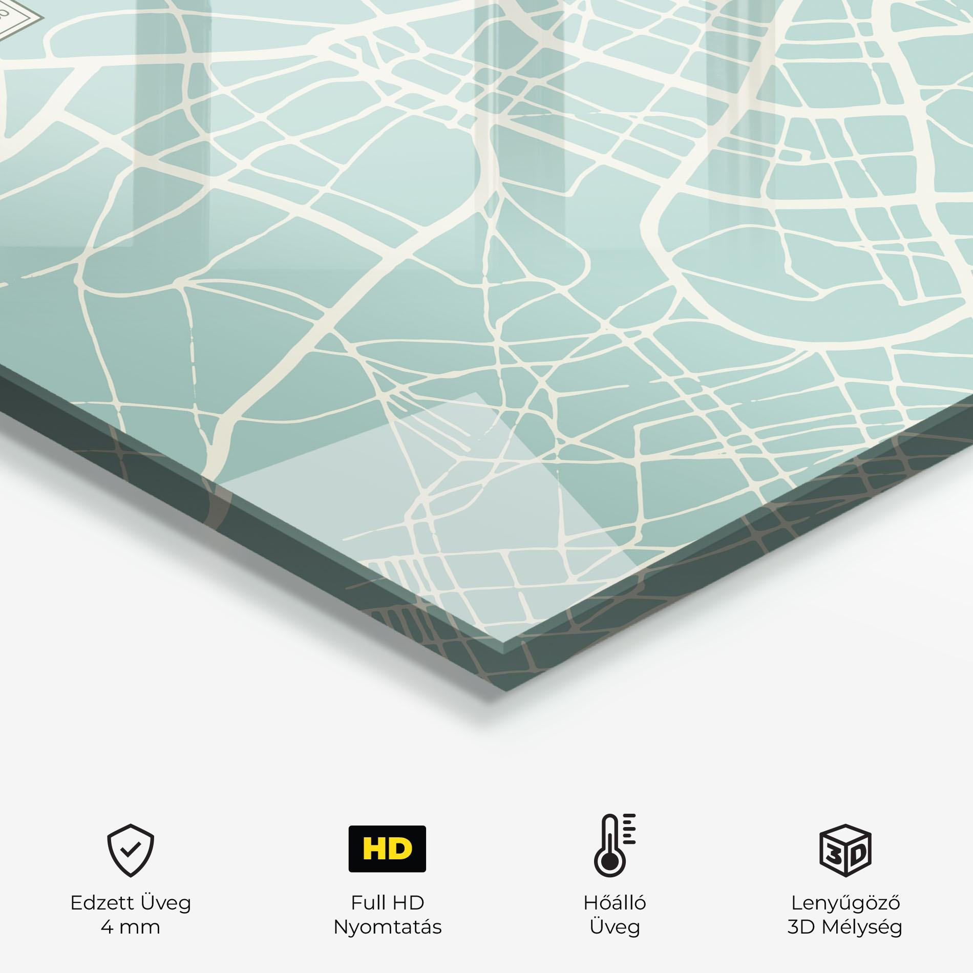 Konyhai üveg hátfal Zaragoza Map mockup 2