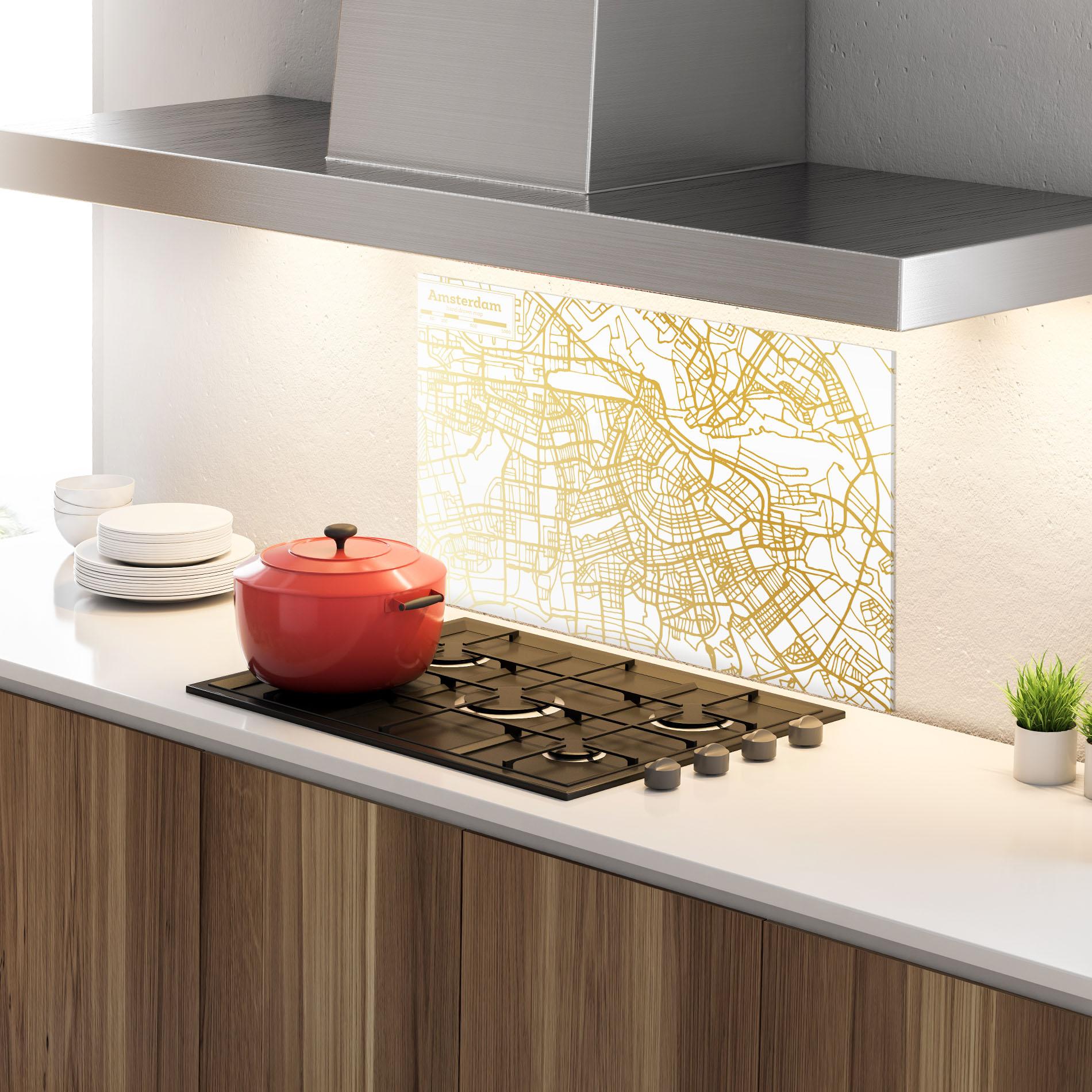 Konyhai üveg hátfal Amsterdam Gold Map mockup 4