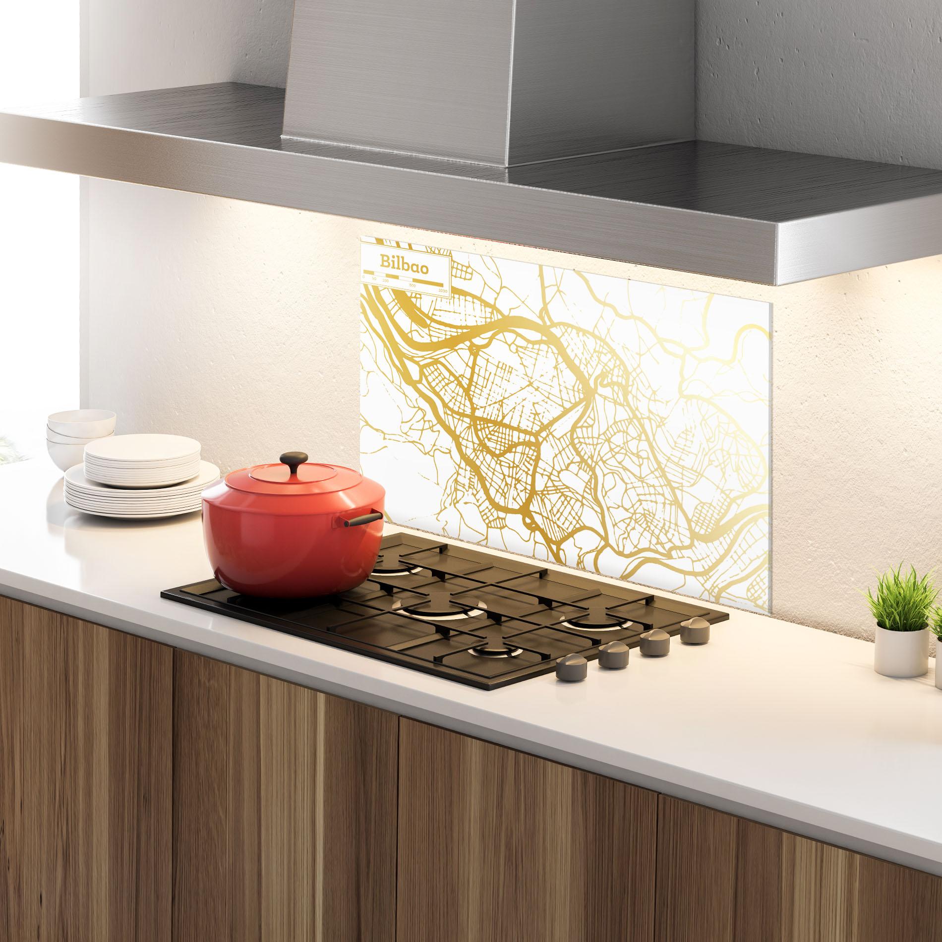Konyhai üveg hátfal Bilbao Gold Map mockup 4