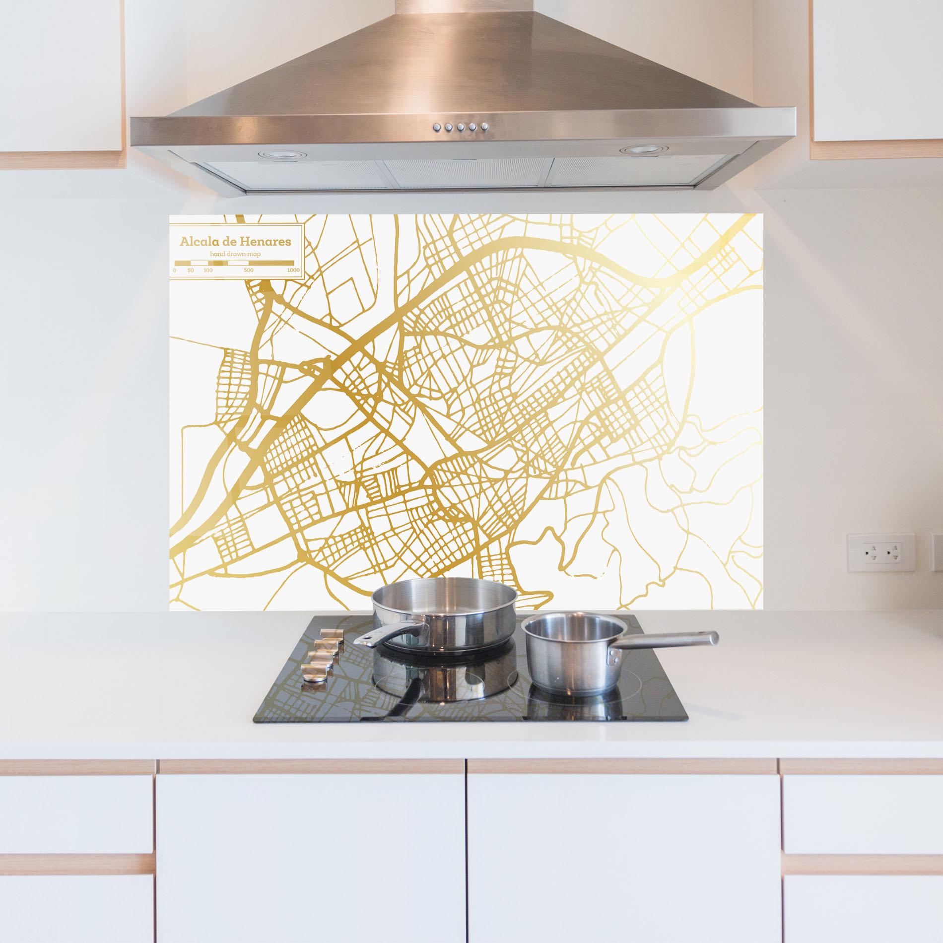 Konyhai üveg hátfal Alcala De Henares Map mockup 5
