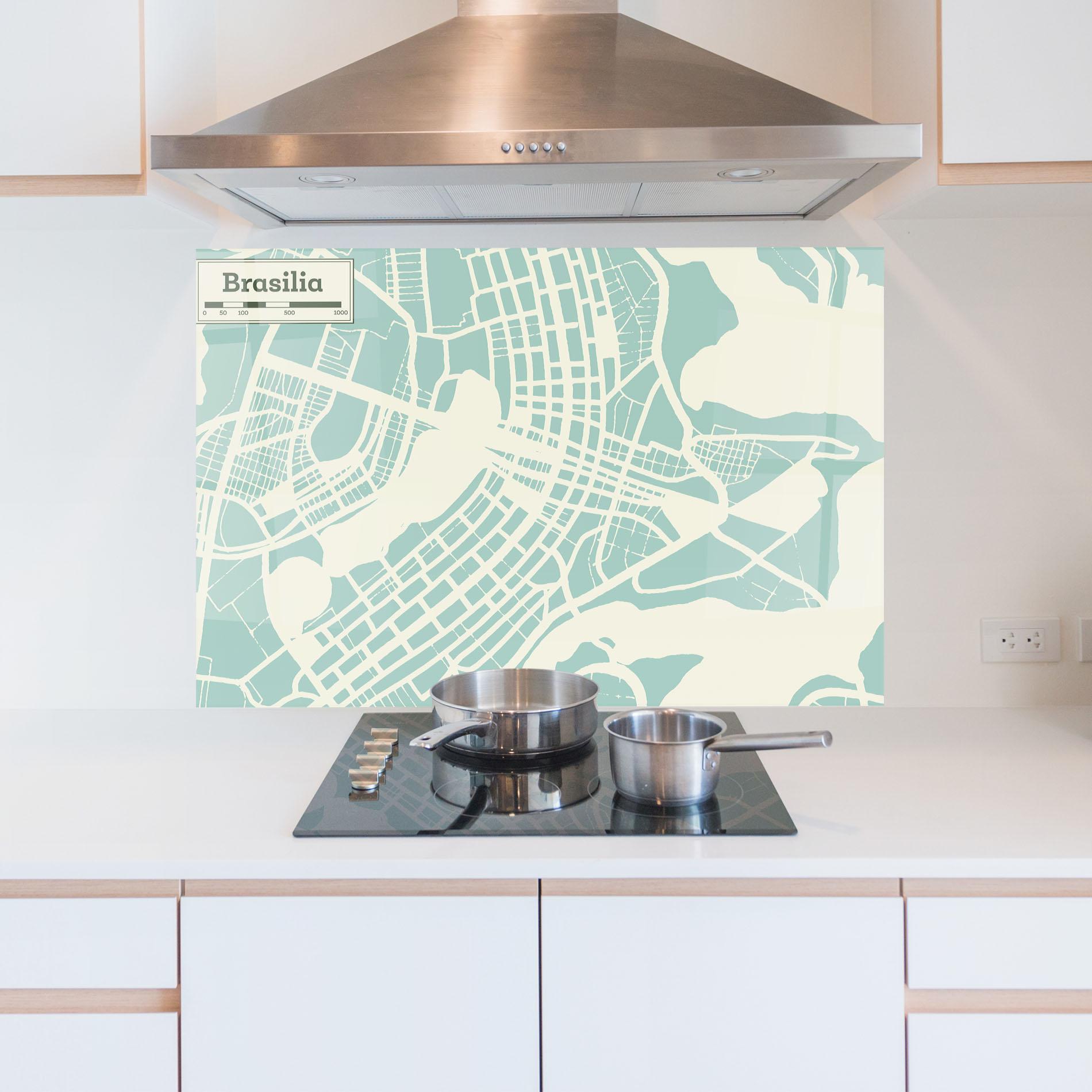 Konyhai üveg hátfal Brasilia Map mockup 5