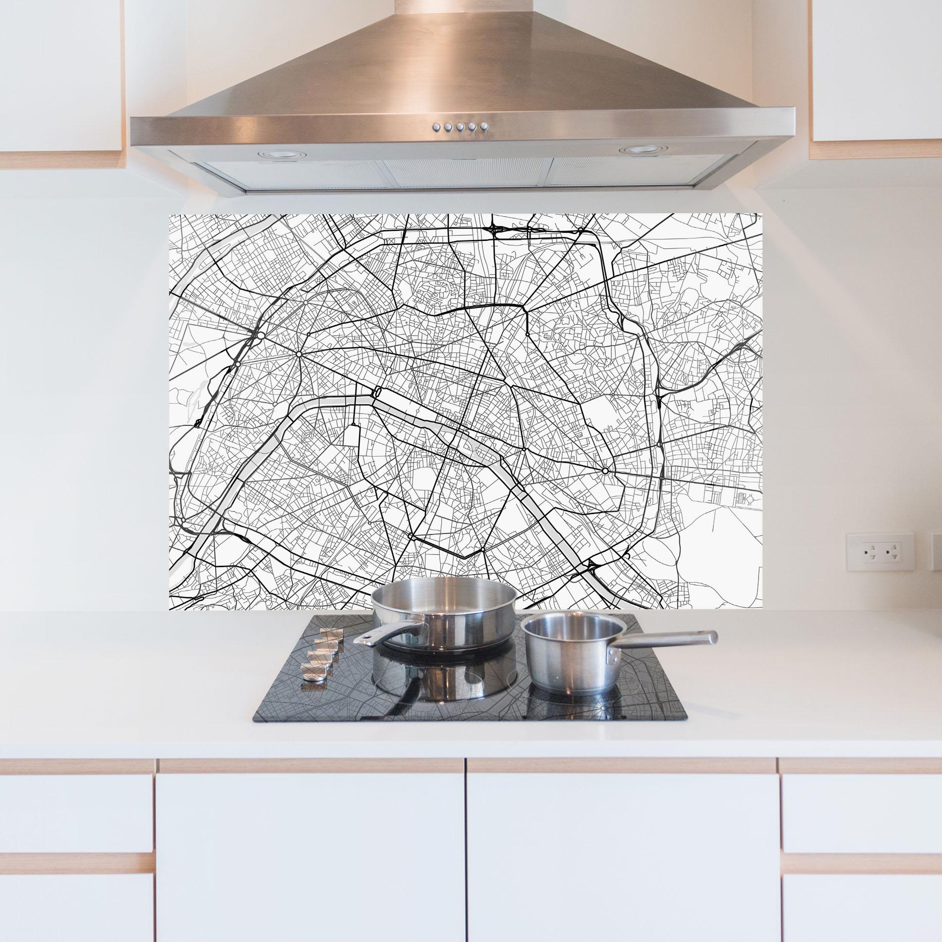 Konyhai üveg hátfal City Black Line mockup 5