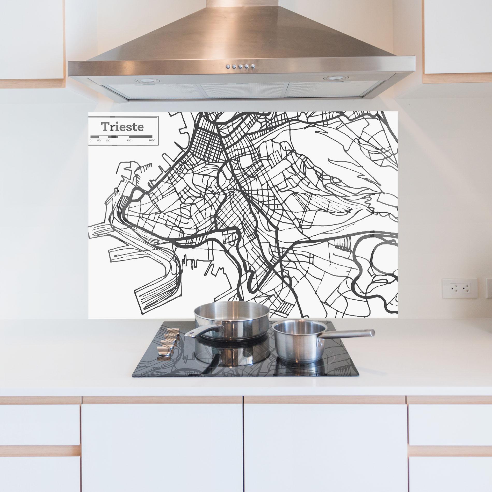 Konyhai üveg hátfal Trieste Map mockup 5