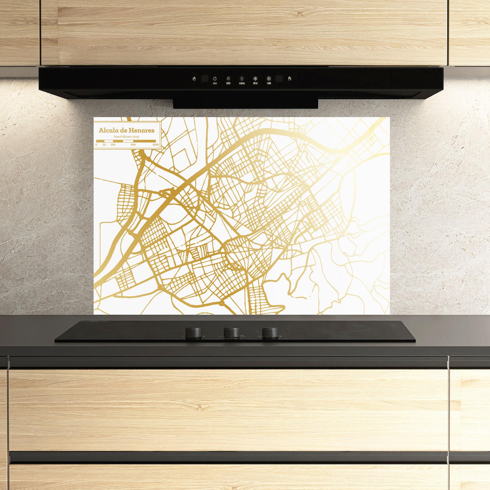 Konyhai üveg hátfal Alcala De Henares Map mockup 3