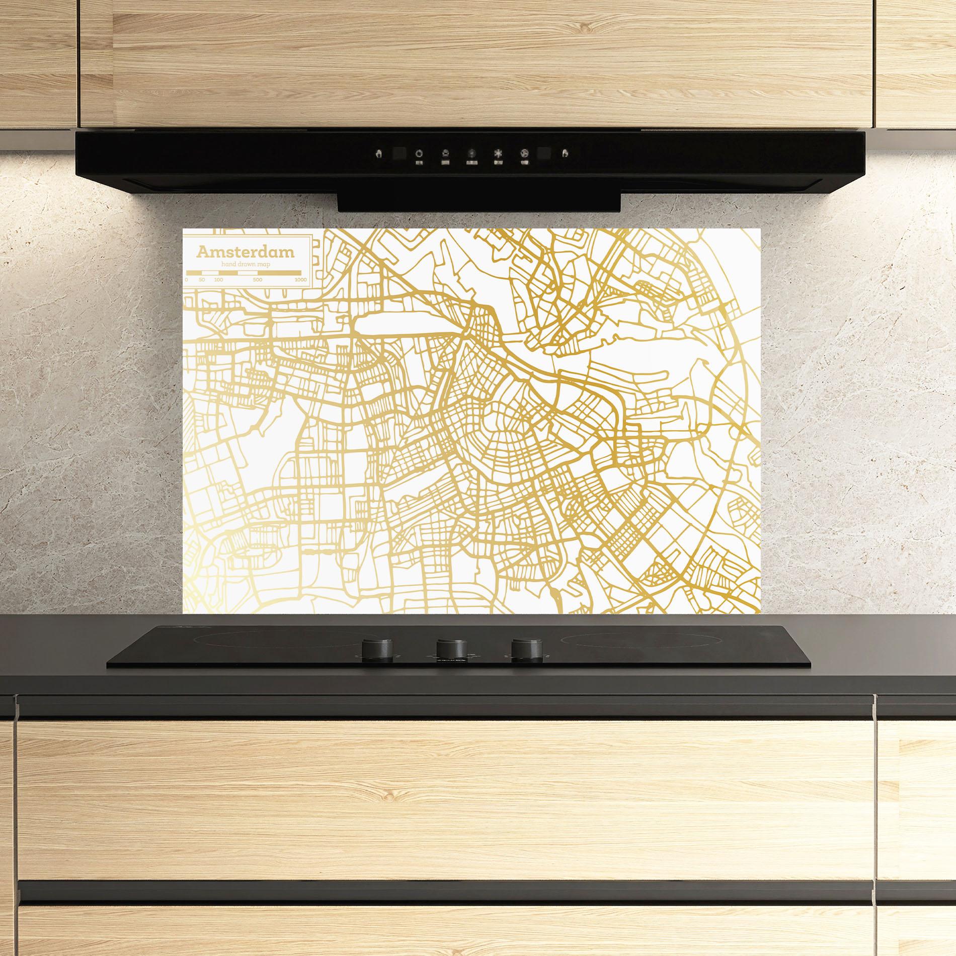 Konyhai üveg hátfal Amsterdam Gold Map mockup 3