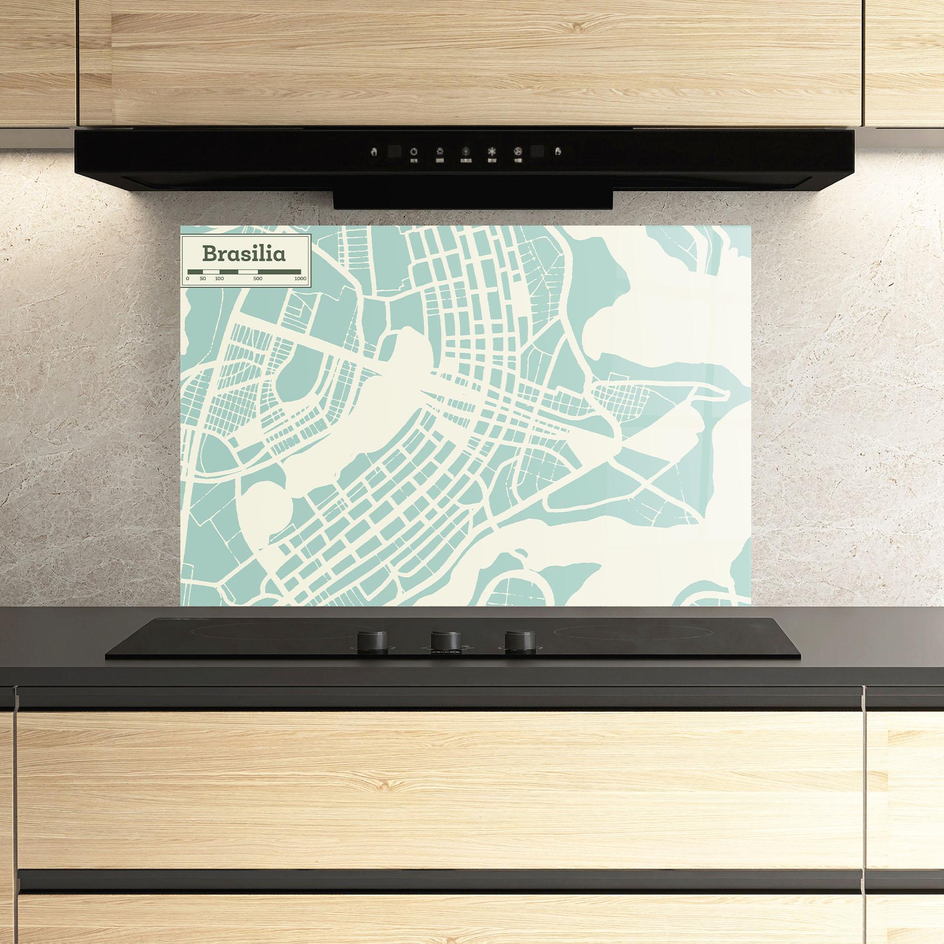 Konyhai üveg hátfal Brasilia Map mockup 3