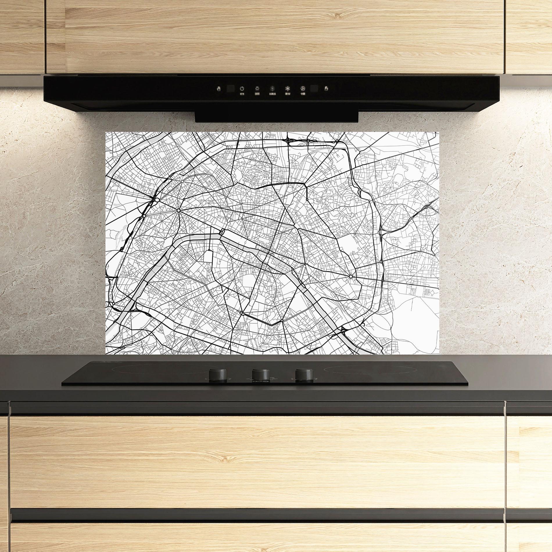 Konyhai üveg hátfal City Black Line mockup 3