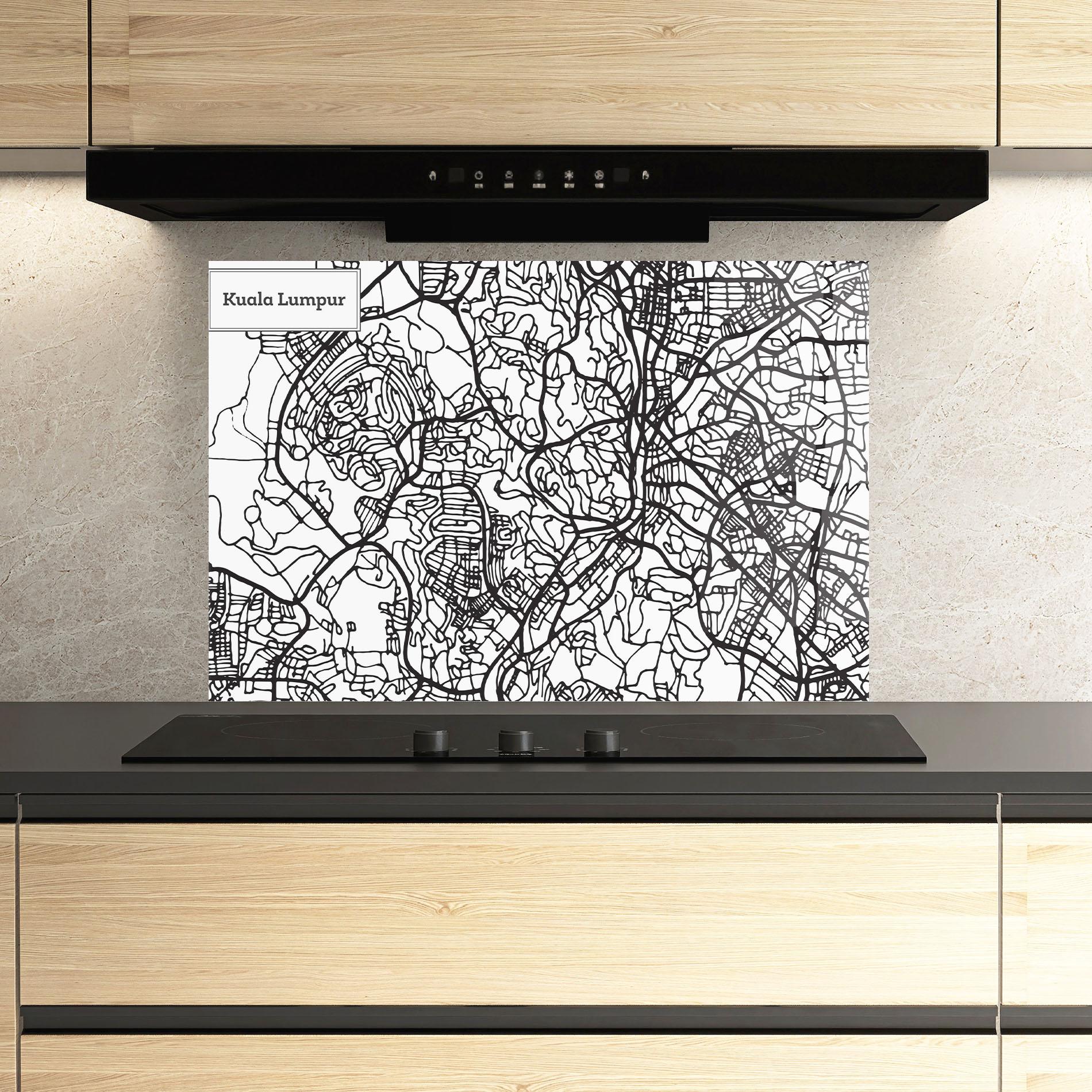 Konyhai üveg hátfal Kuala Lumpur Map mockup 3