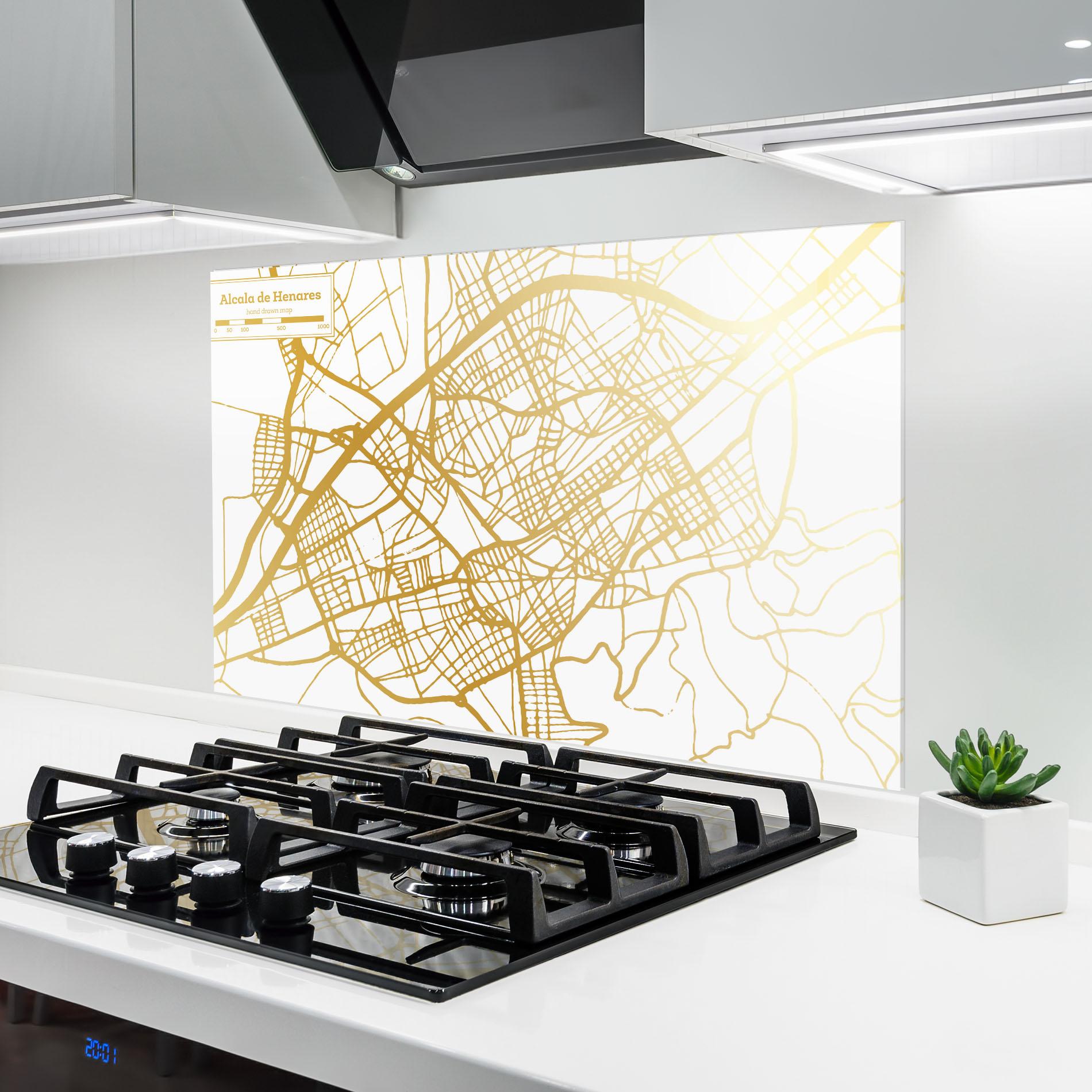 Konyhai üveg hátfal Alcala De Henares Map mockup 6