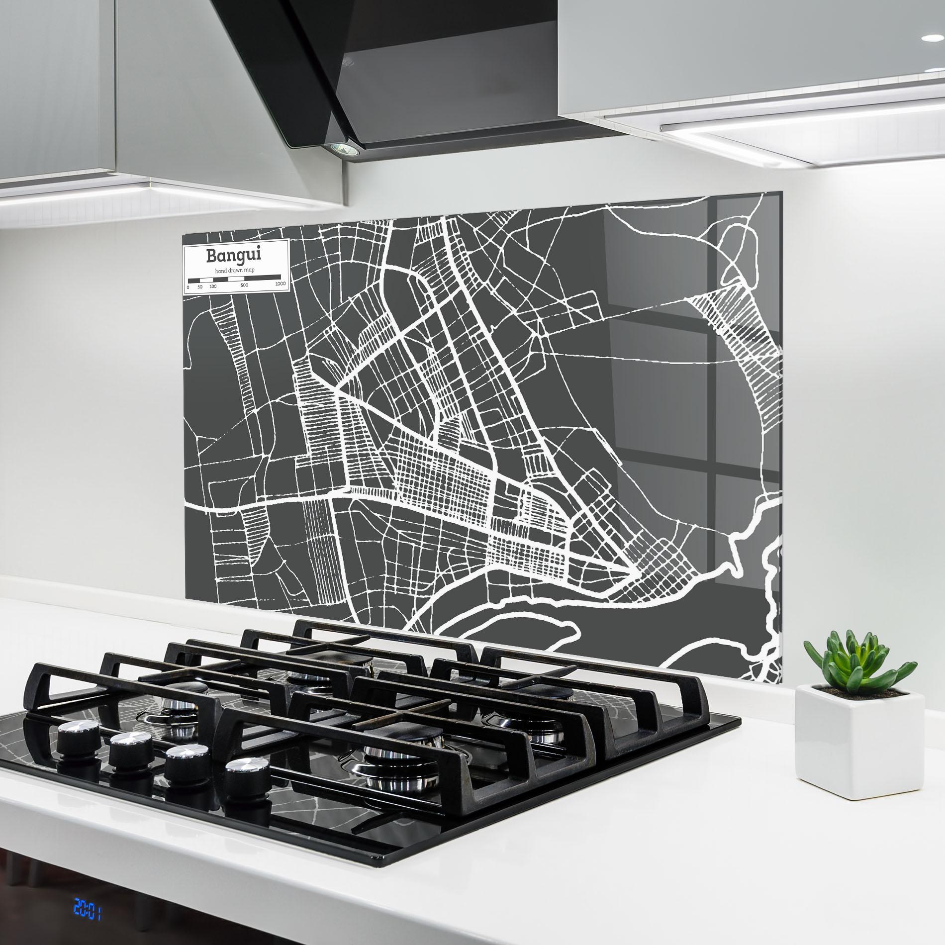 Konyhai üveg hátfal Bangui Map mockup 6