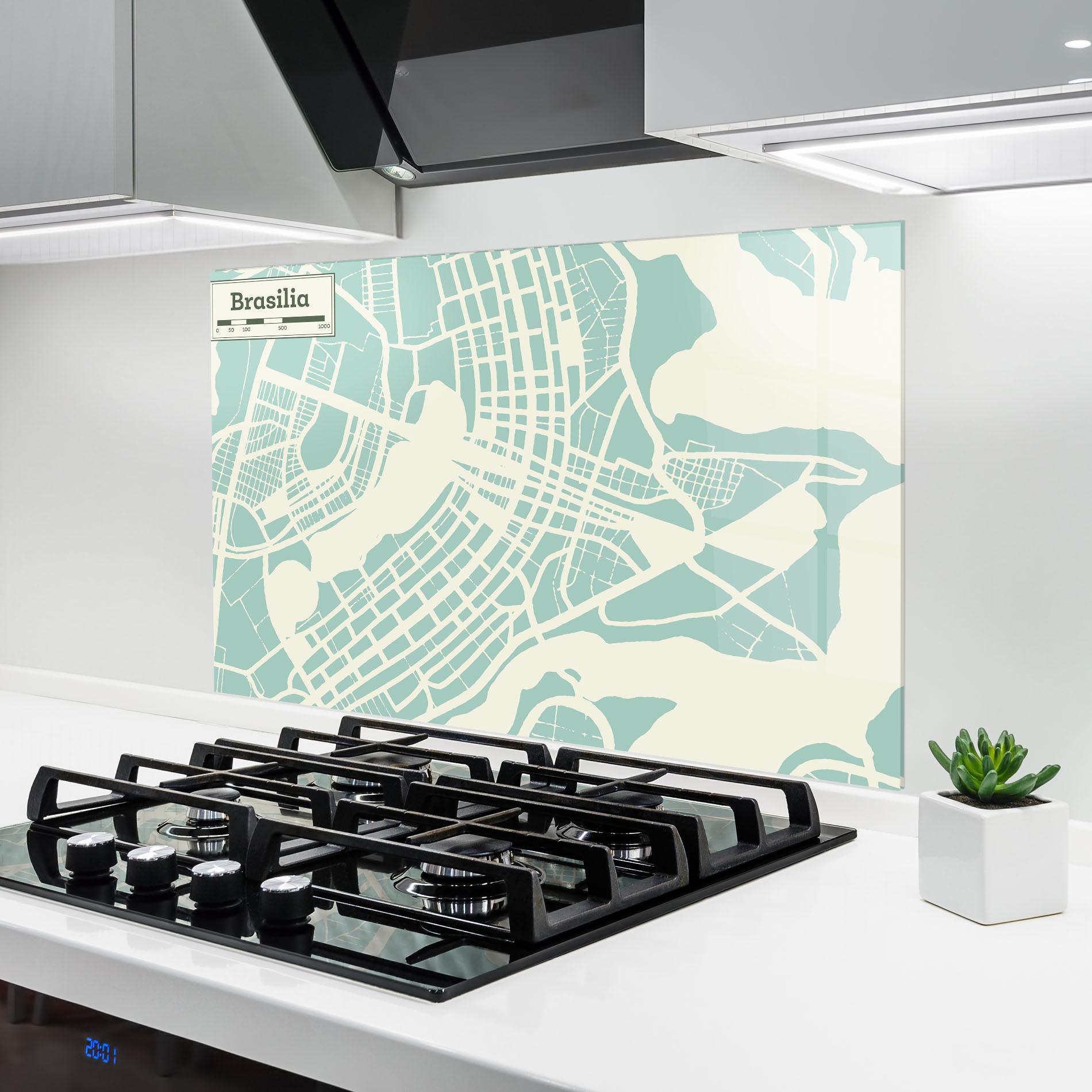 Konyhai üveg hátfal Brasilia Map mockup 6