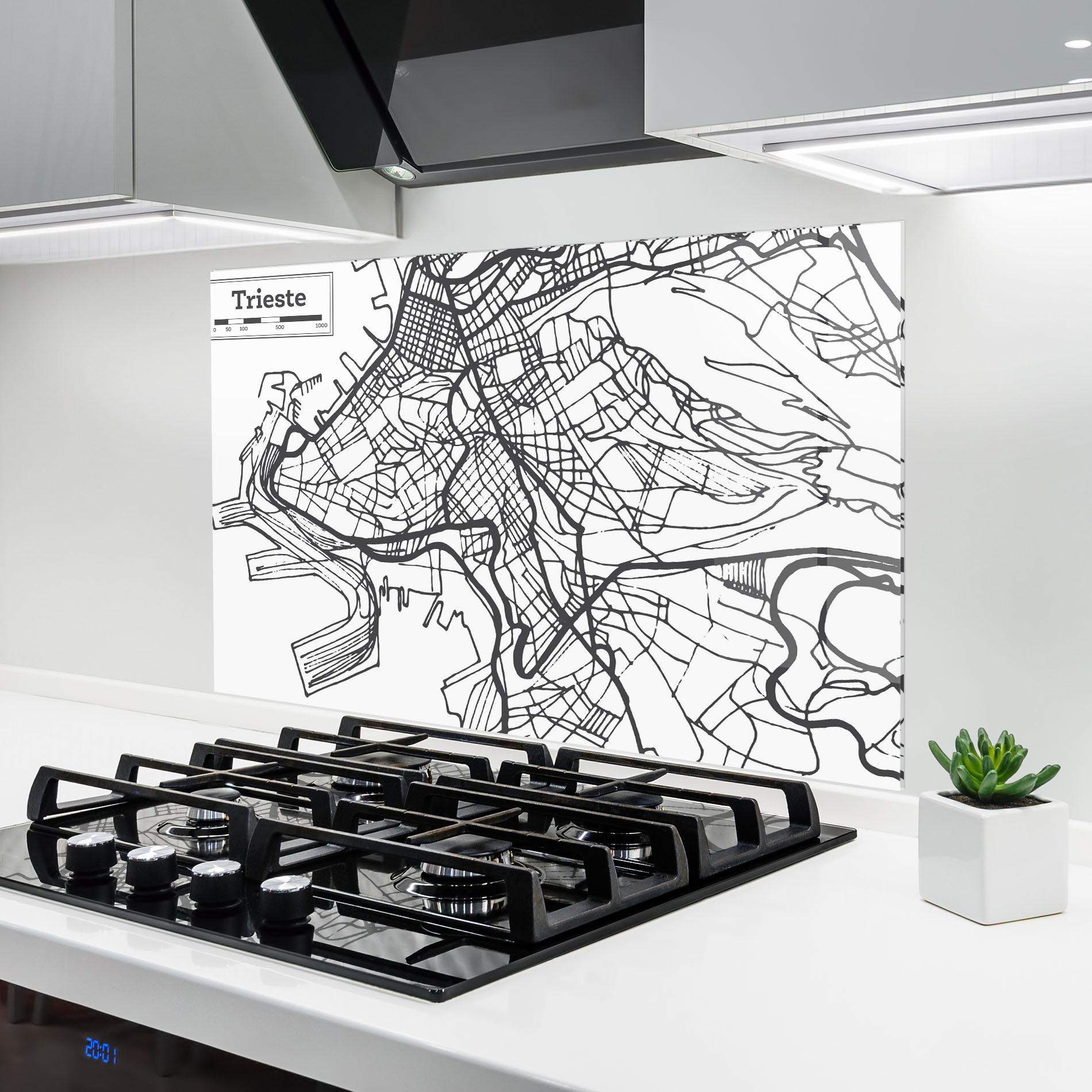 Konyhai üveg hátfal Trieste Map mockup 6