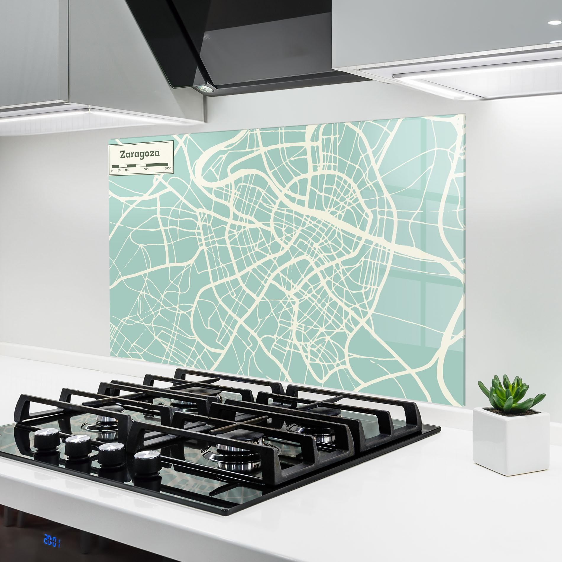 Konyhai üveg hátfal Zaragoza Map mockup 6