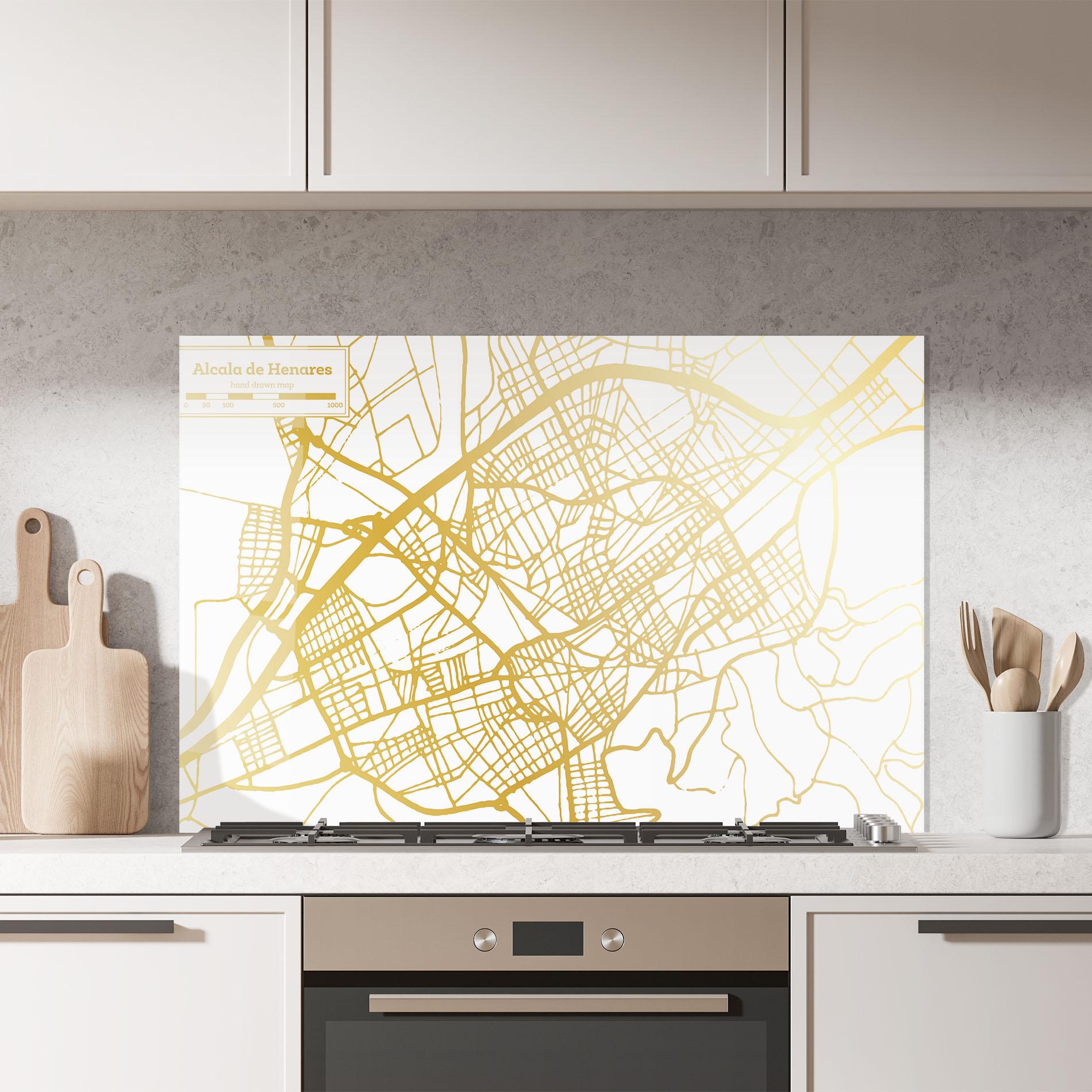 Konyhai üveg hátfal Alcala De Henares Map mockup 7