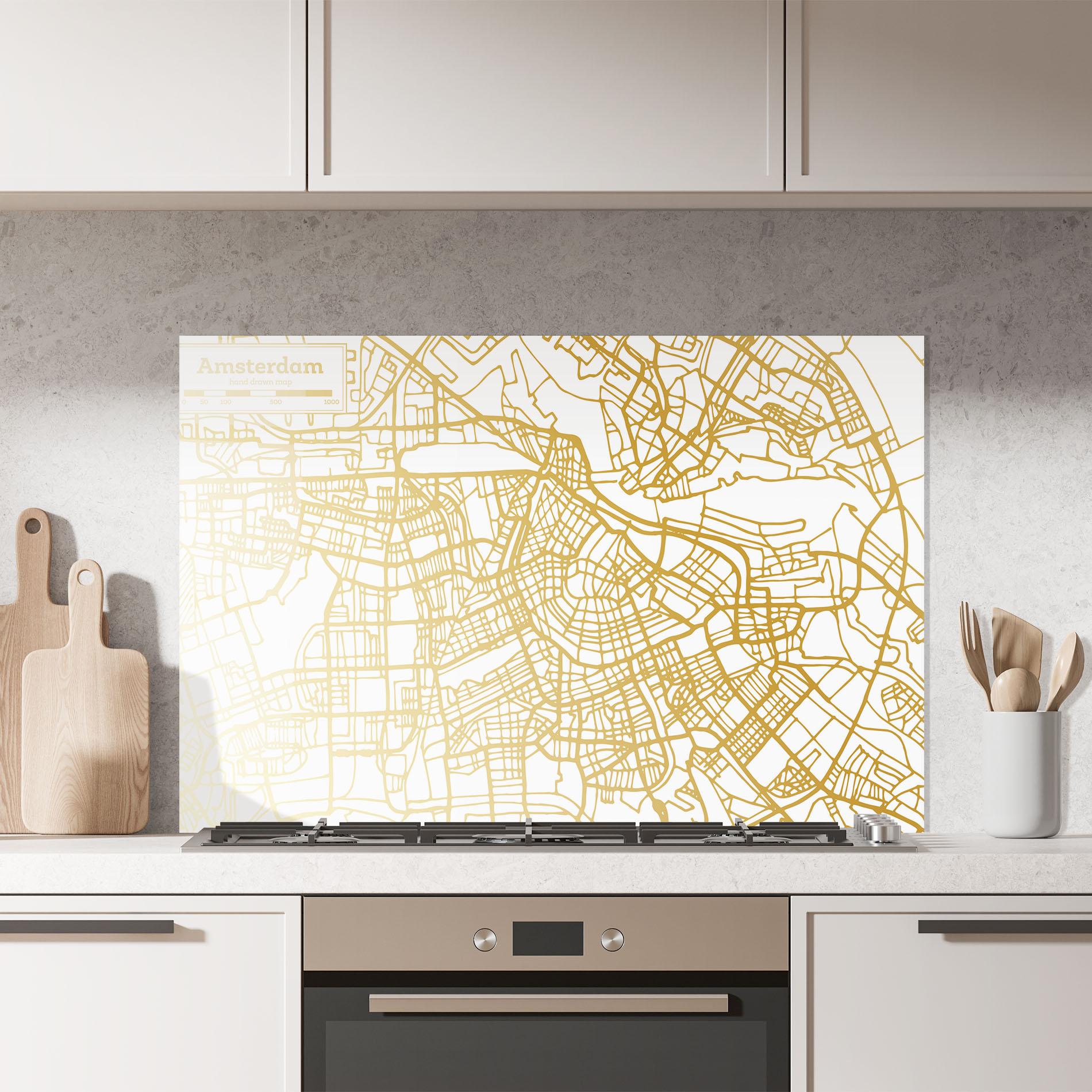 Konyhai üveg hátfal Amsterdam Gold Map mockup 7