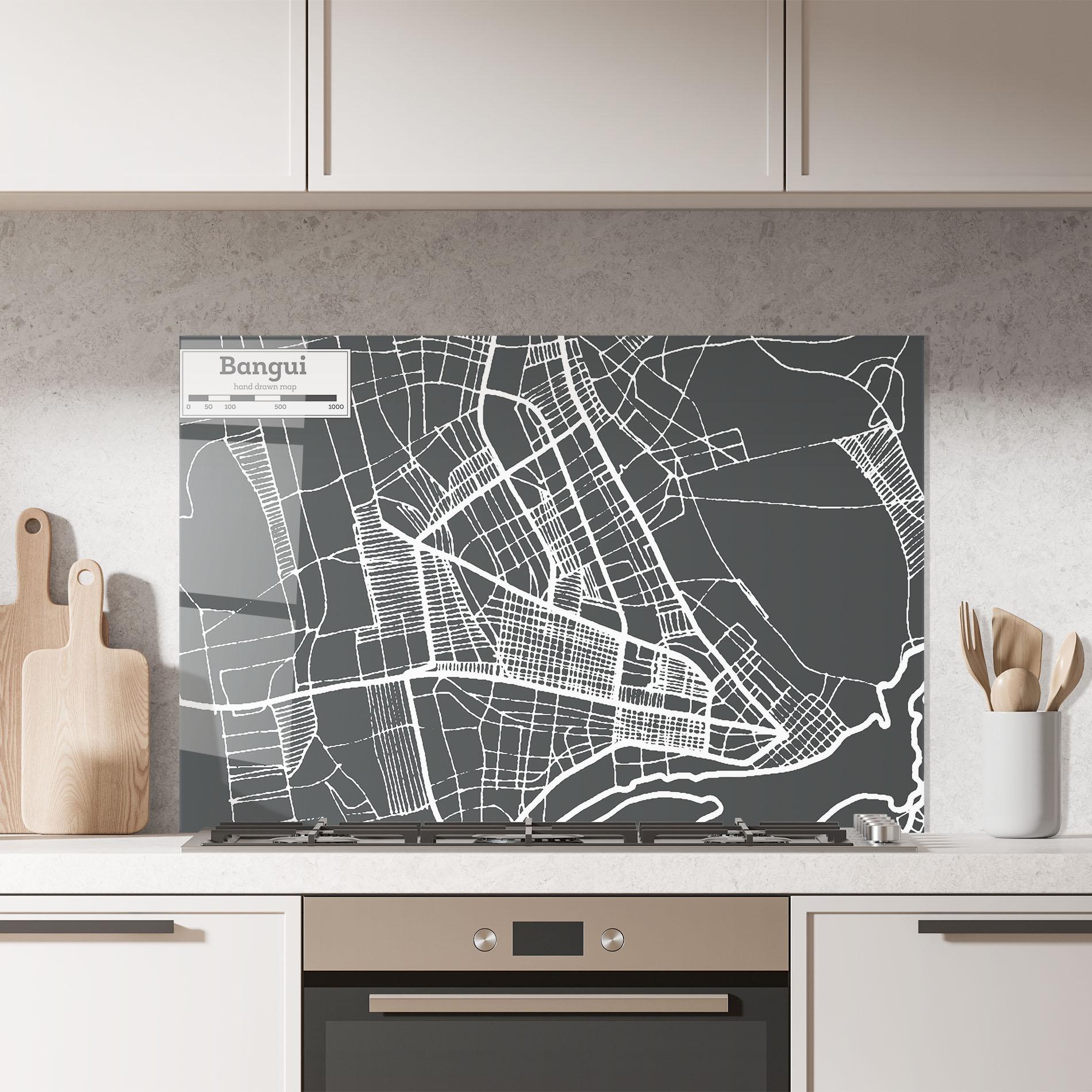 Konyhai üveg hátfal Bangui Map mockup 7
