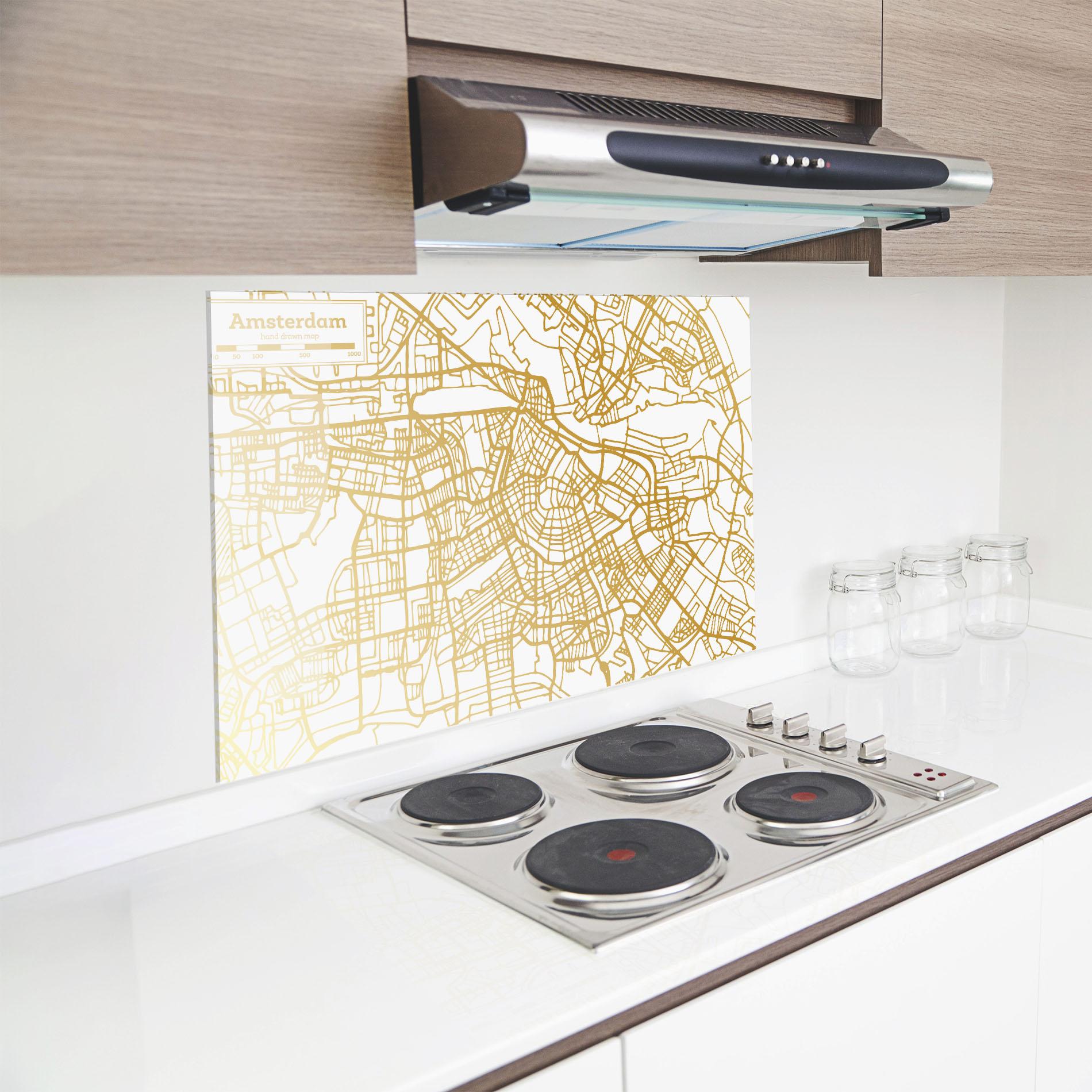 Konyhai üveg hátfal Amsterdam Gold Map mockup 8