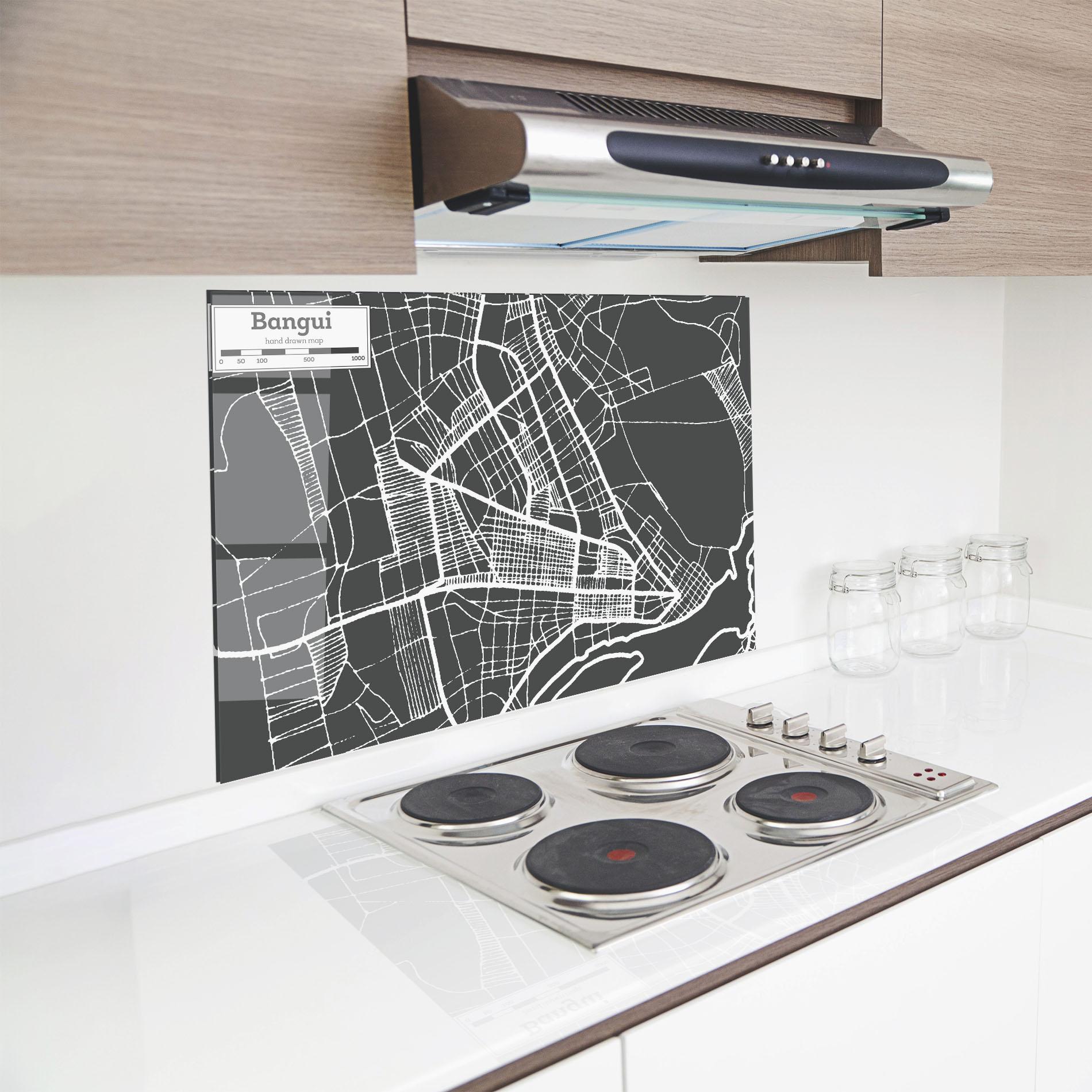 Konyhai üveg hátfal Bangui Map mockup 8