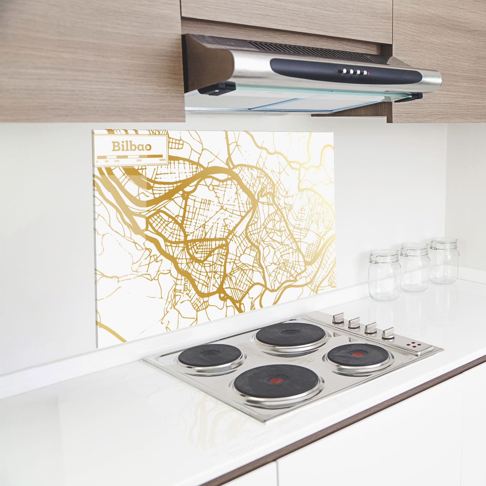 Konyhai üveg hátfal Bilbao Gold Map mockup 8