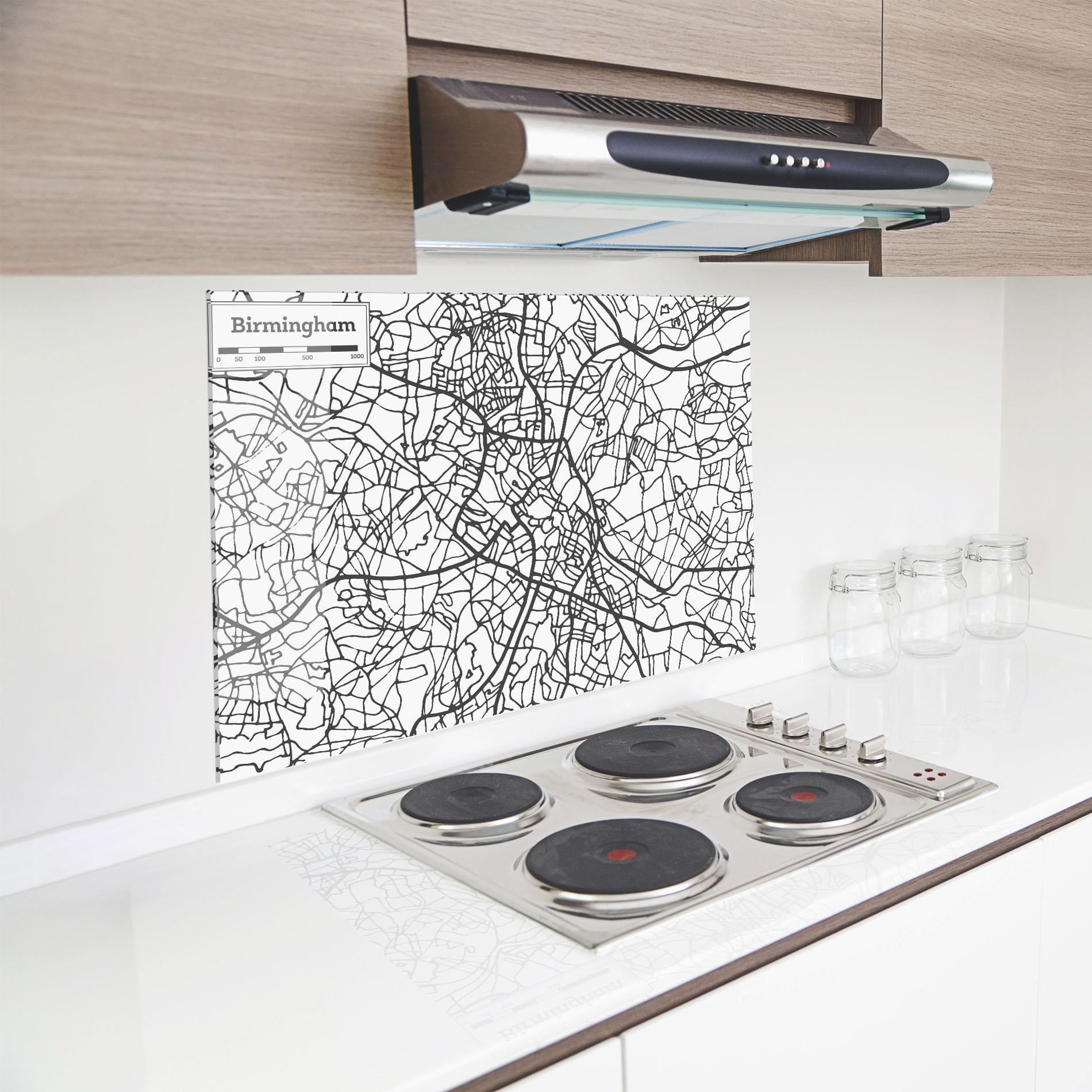 Konyhai üveg hátfal Birmingham Map mockup 8