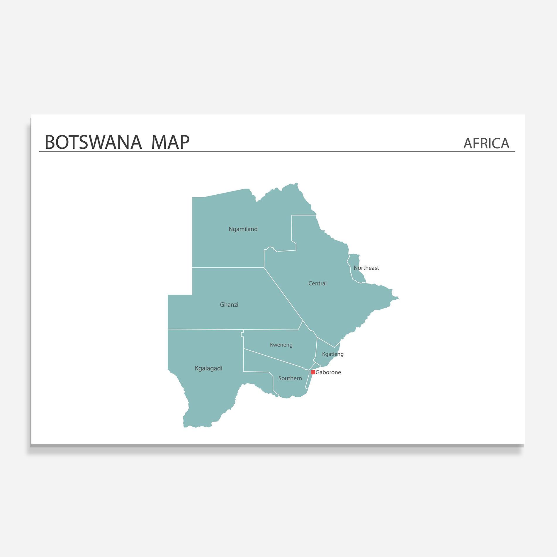 Konyhai üveg hátfal Botswana Map mockup 0