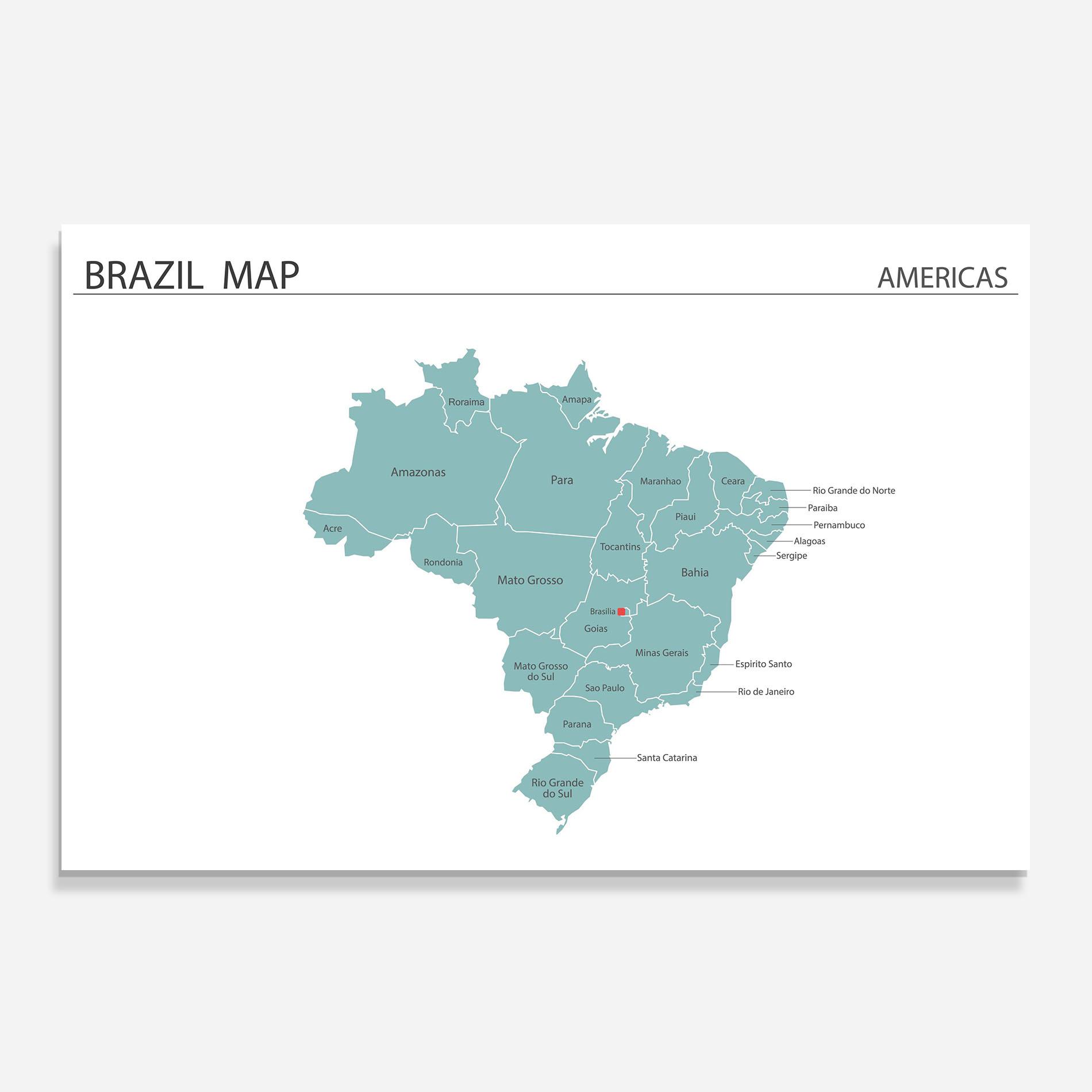 Konyhai üveg hátfal Brazil Map mockup 0