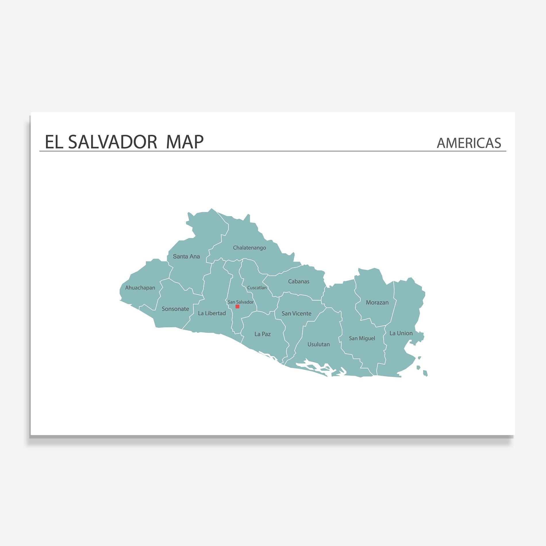 Konyhai üveg hátfal El Salvador Map mockup 0