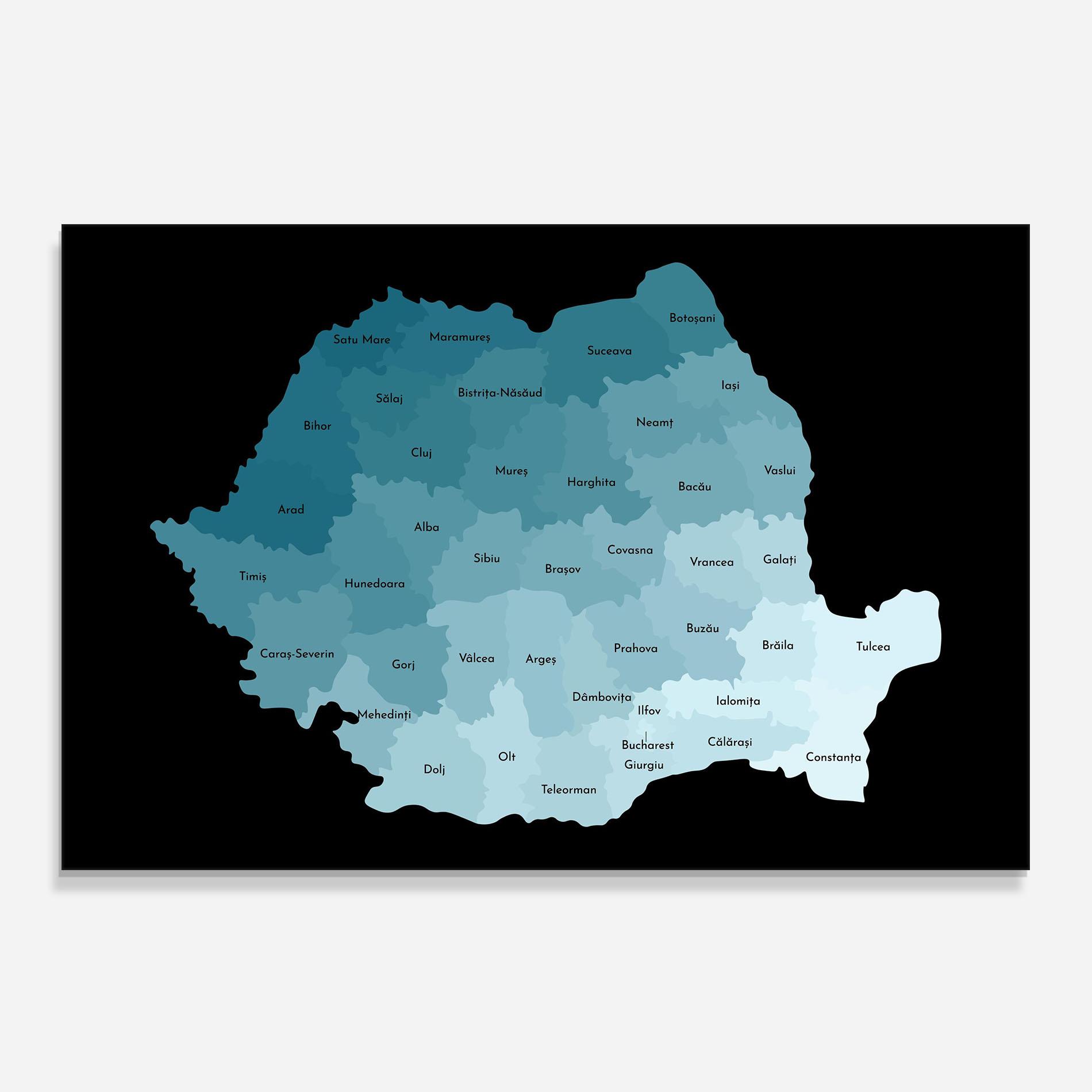 Konyhai üveg hátfal Romania Blue Map mockup 0