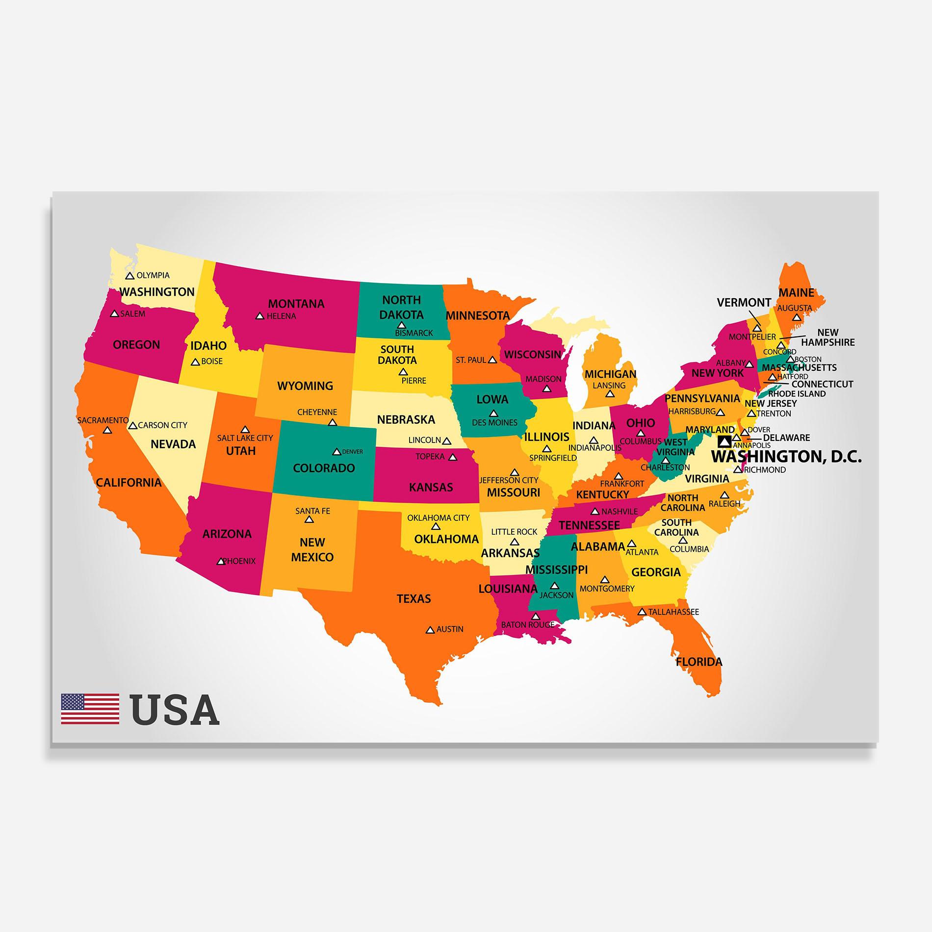 Konyhai üveg hátfal Usa Map mockup 0