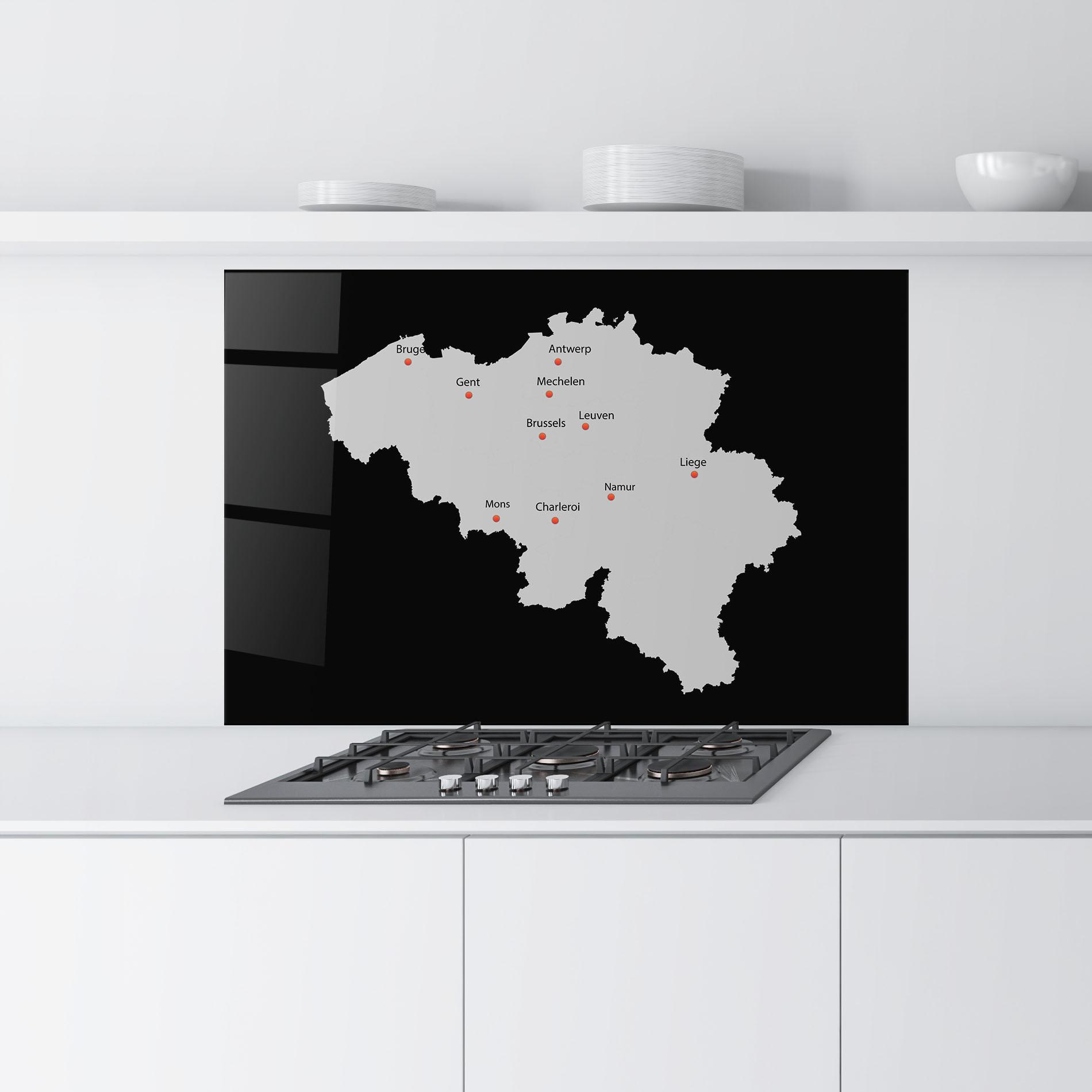 Konyhai üveg hátfal Belgium Map mockup 9