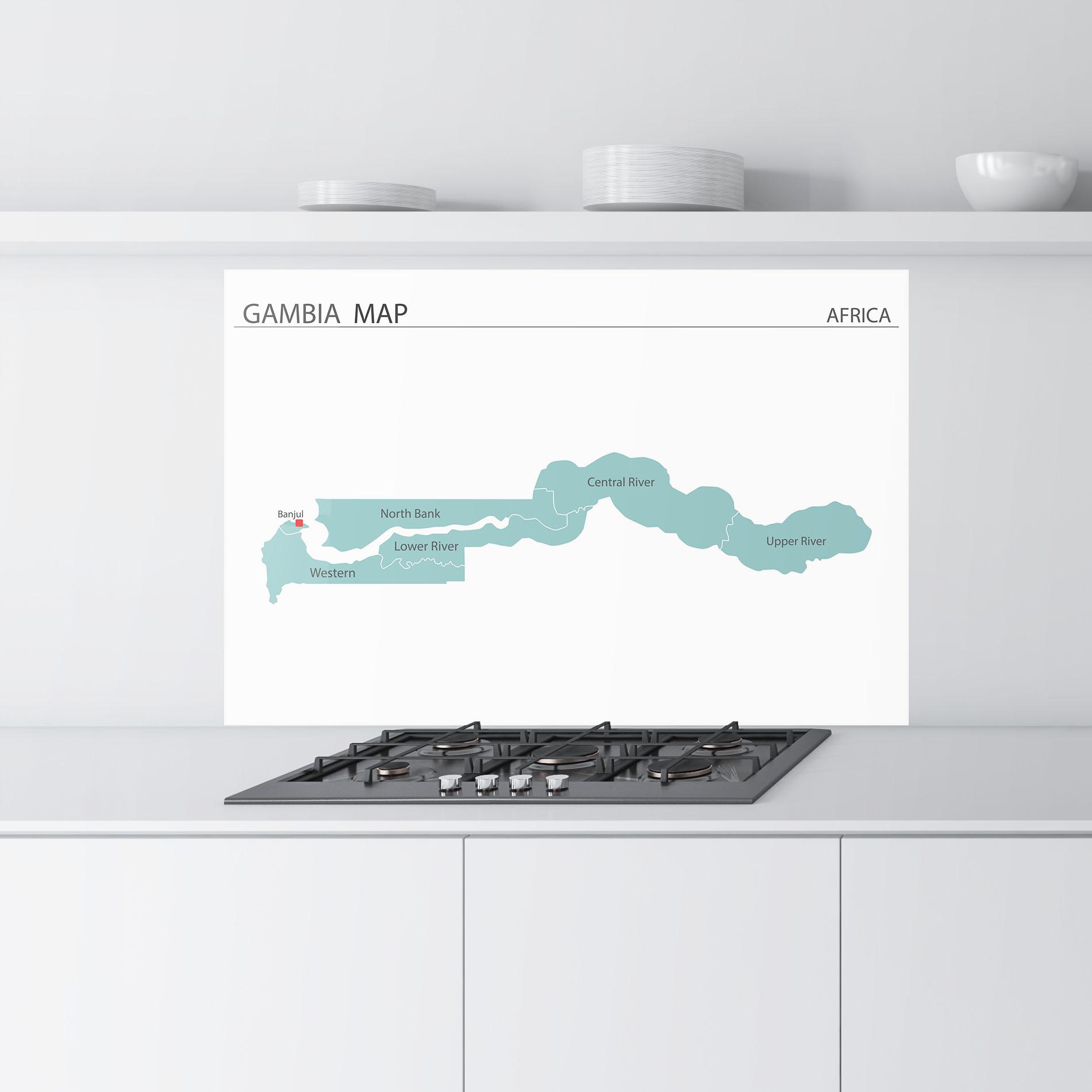 Konyhai üveg hátfal Gambia Map mockup 9