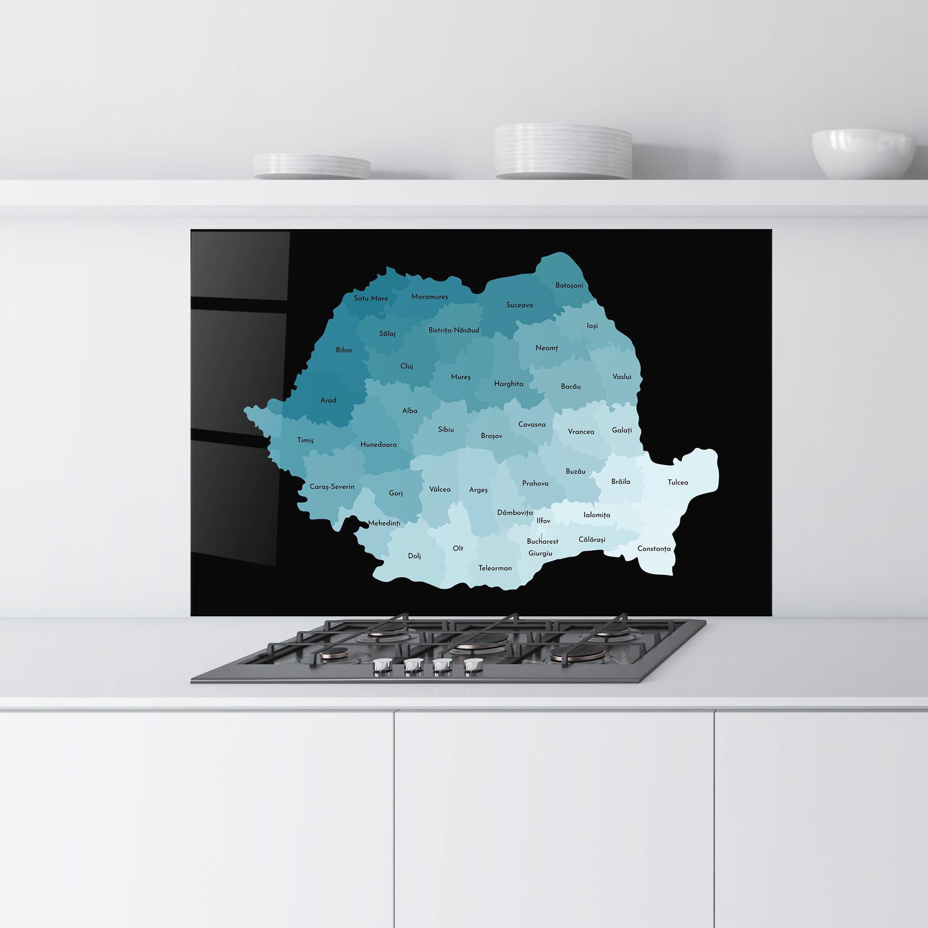 Konyhai üveg hátfal Romania Blue Map mockup 9