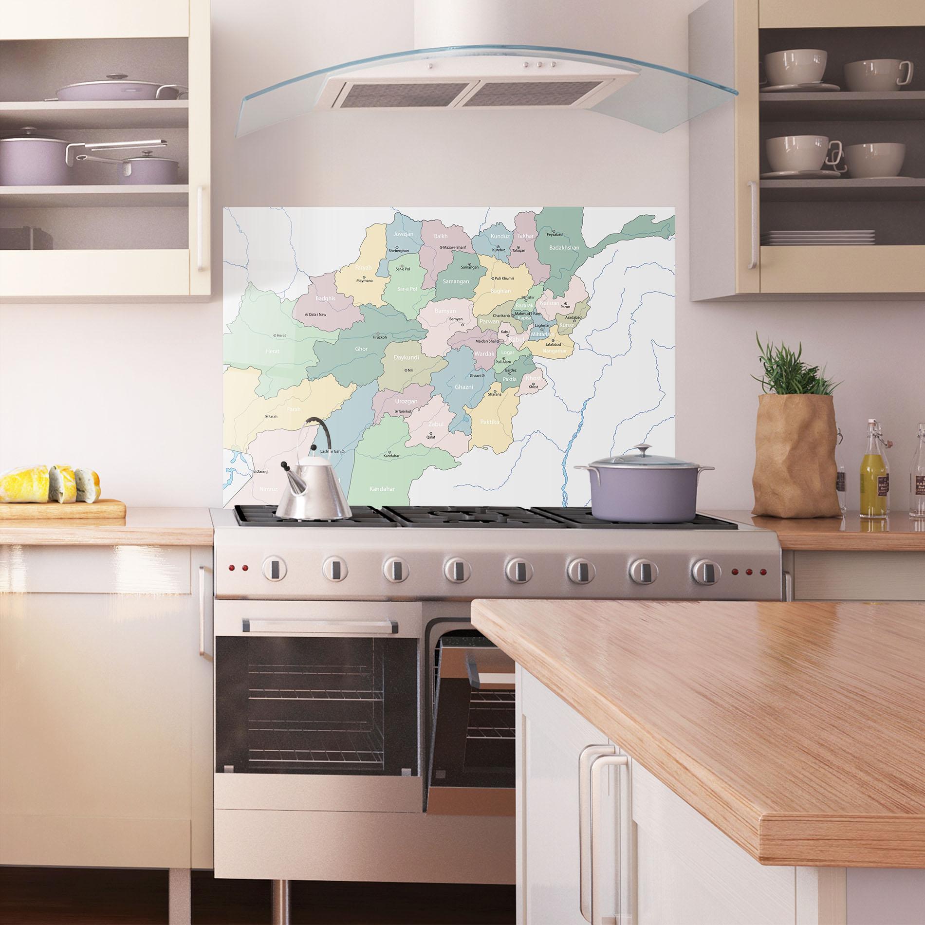 Konyhai üveg hátfal Afghanistan Map mockup 1