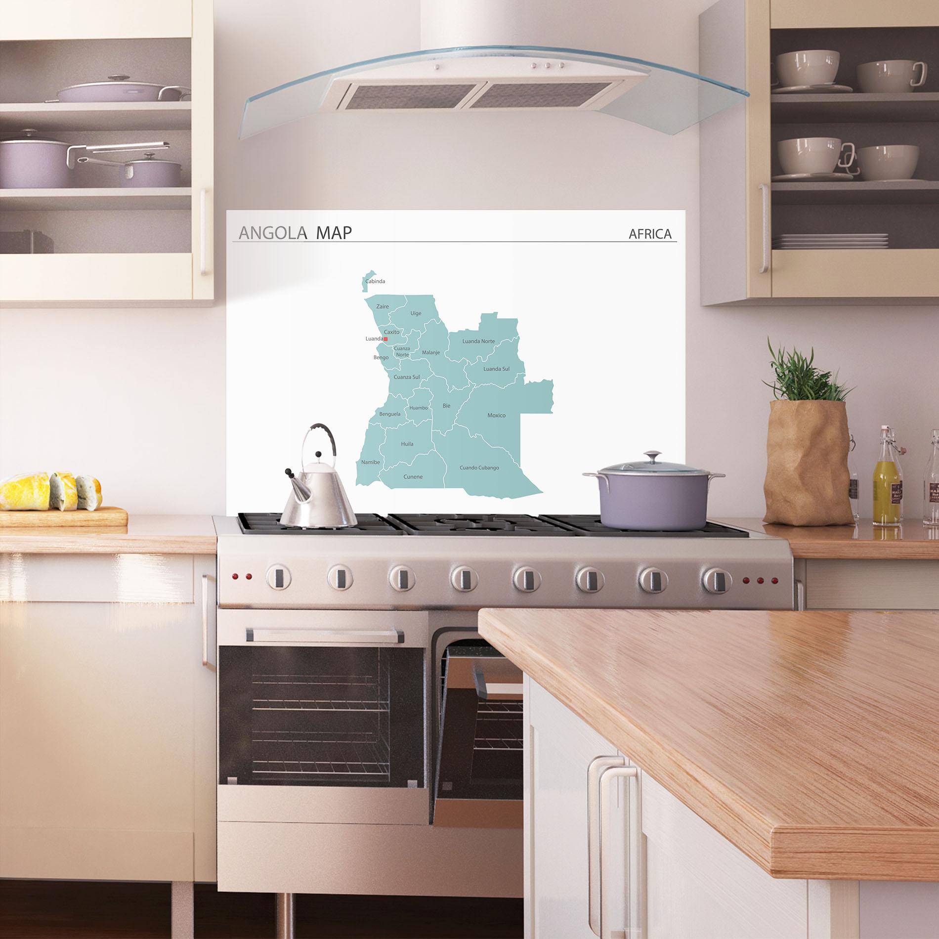 Konyhai üveg hátfal Angola Map mockup 1