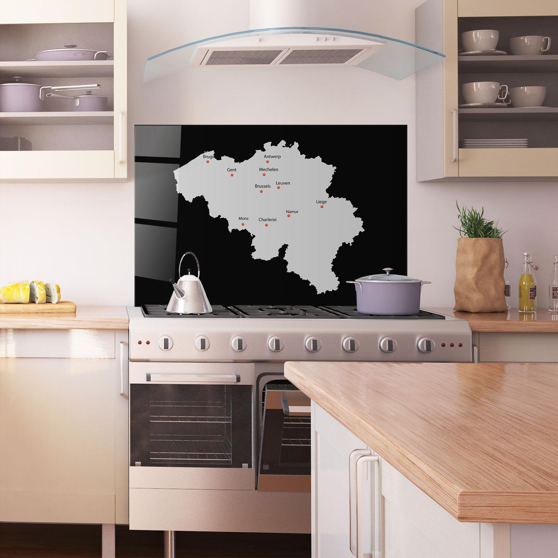 Konyhai üveg hátfal Belgium Map mockup 1