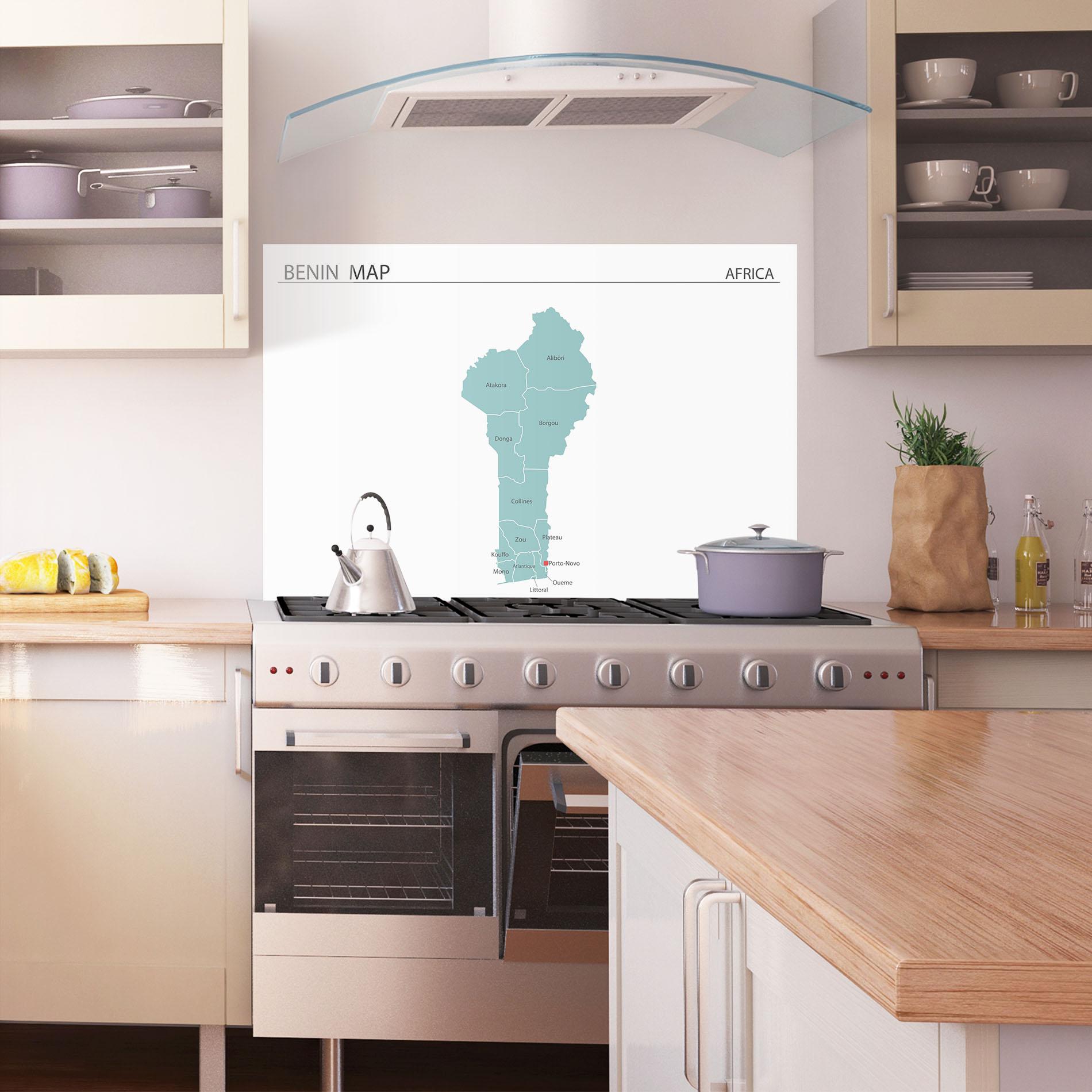 Konyhai üveg hátfal Benin Map mockup 1