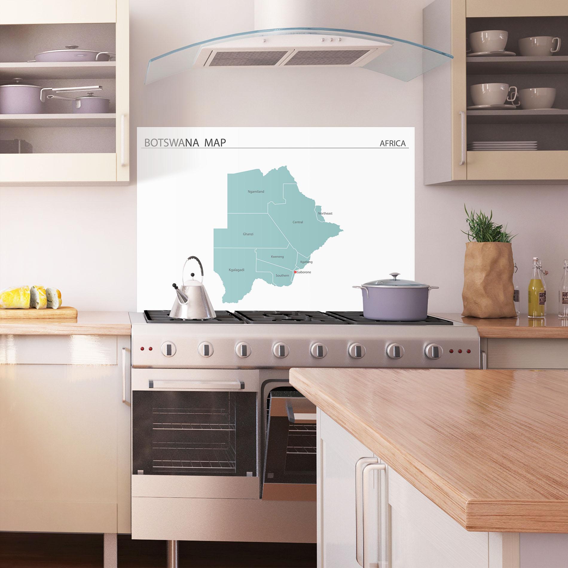 Konyhai üveg hátfal Botswana Map mockup 1