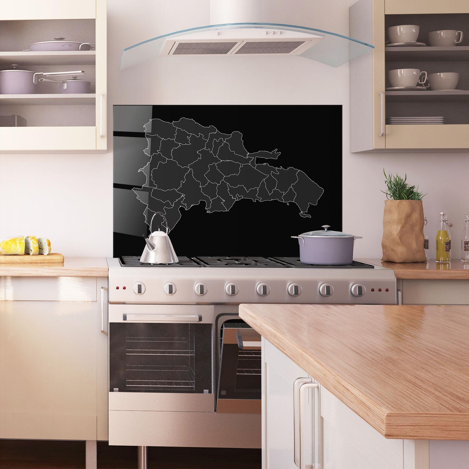 Konyhai üveg hátfal Dominican Republic Grey Map mockup 1