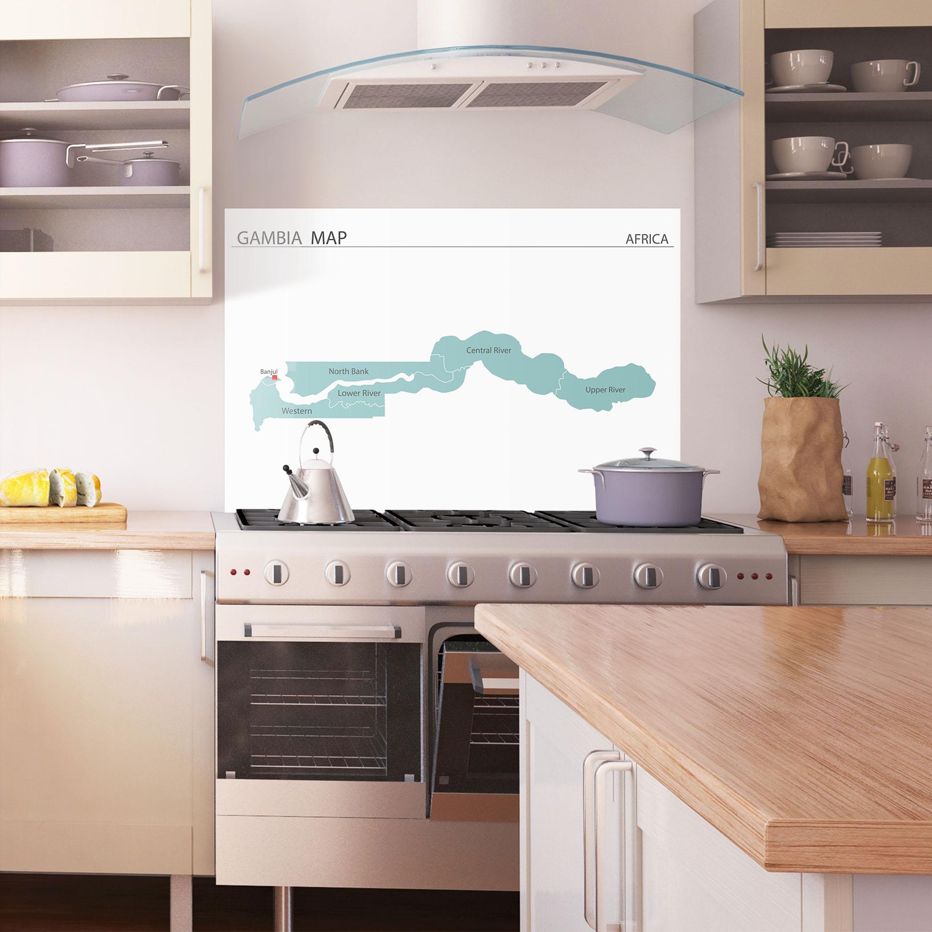 Konyhai üveg hátfal Gambia Map mockup 1
