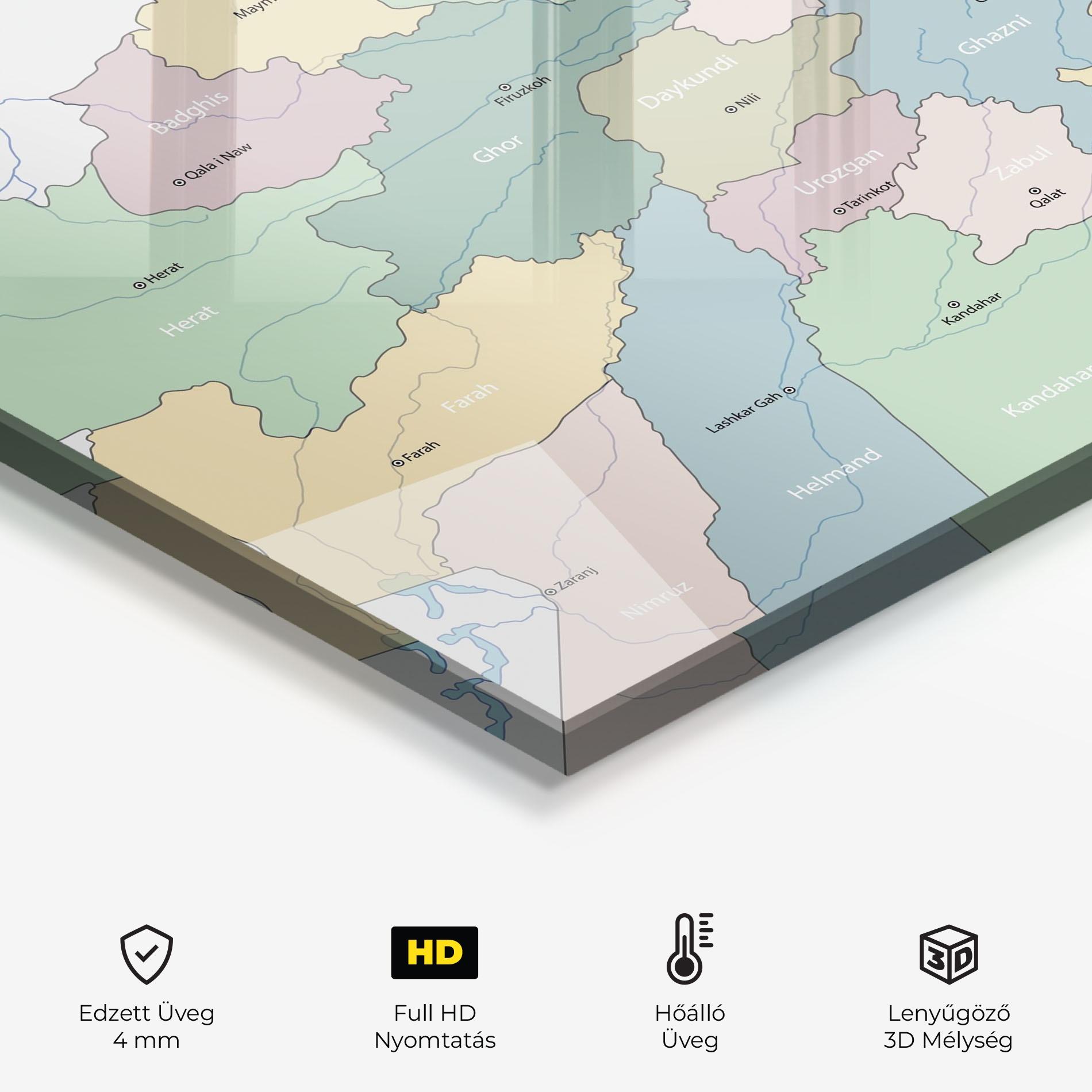 Konyhai üveg hátfal Afghanistan Map mockup 2