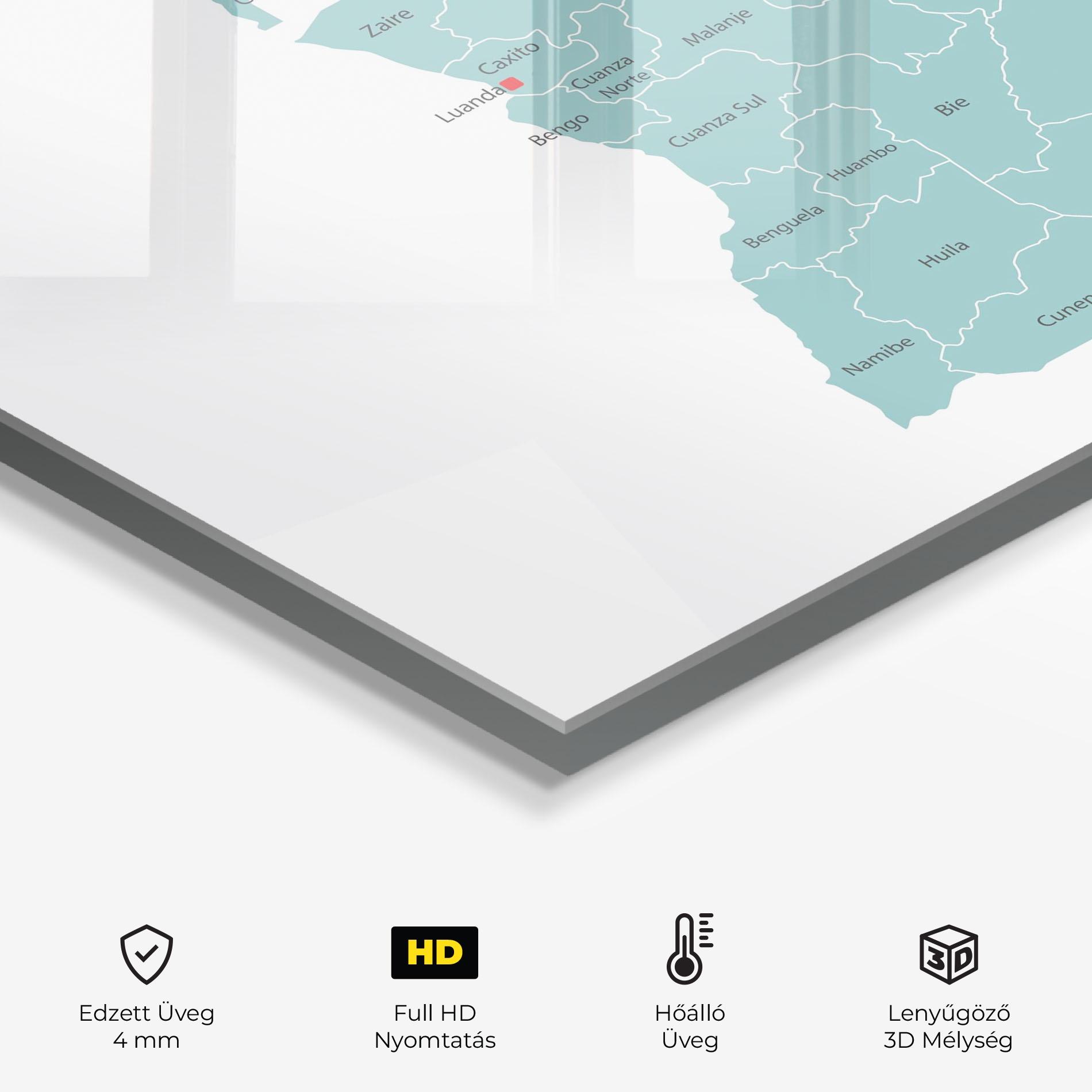 Konyhai üveg hátfal Angola Map mockup 2