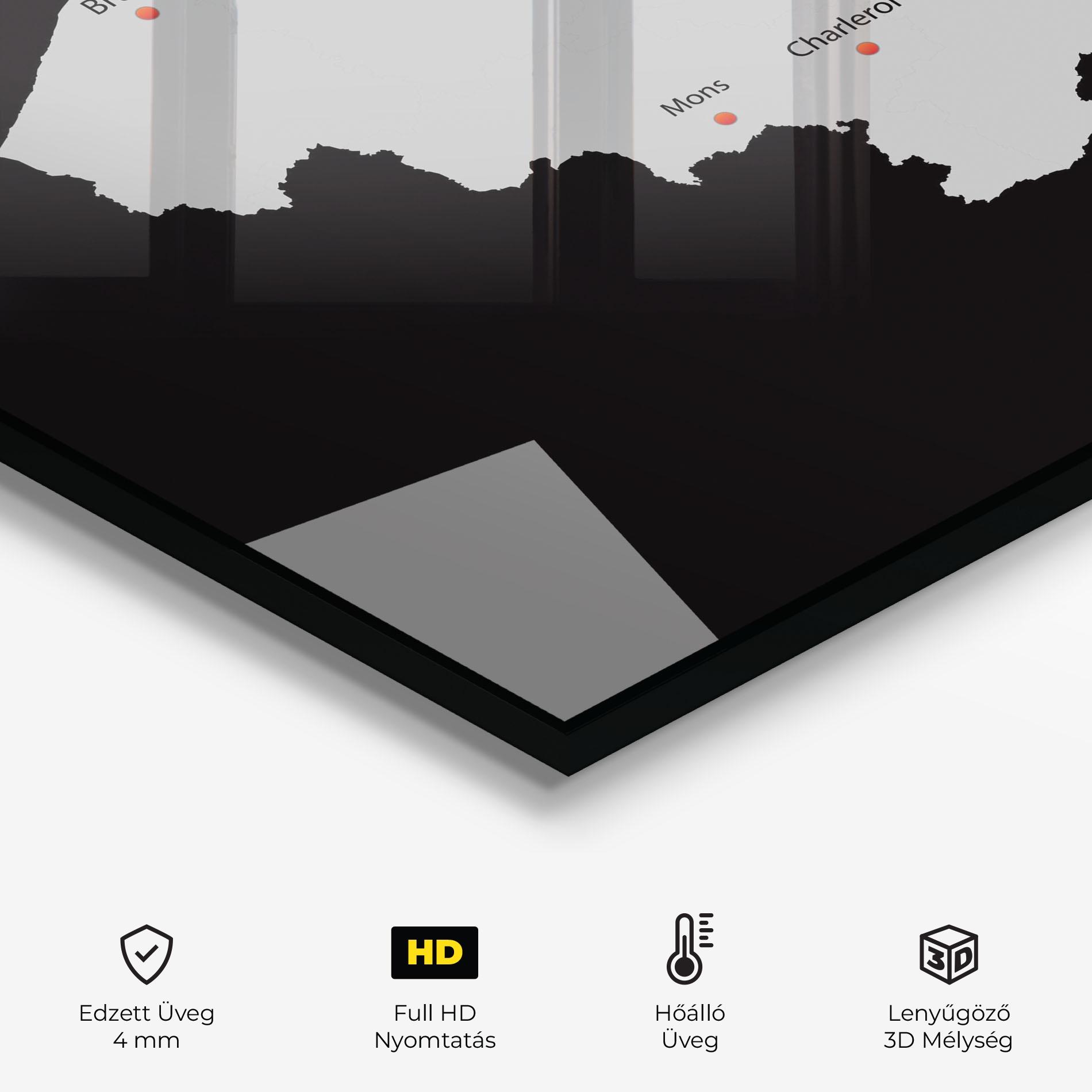 Konyhai üveg hátfal Belgium Map mockup 2