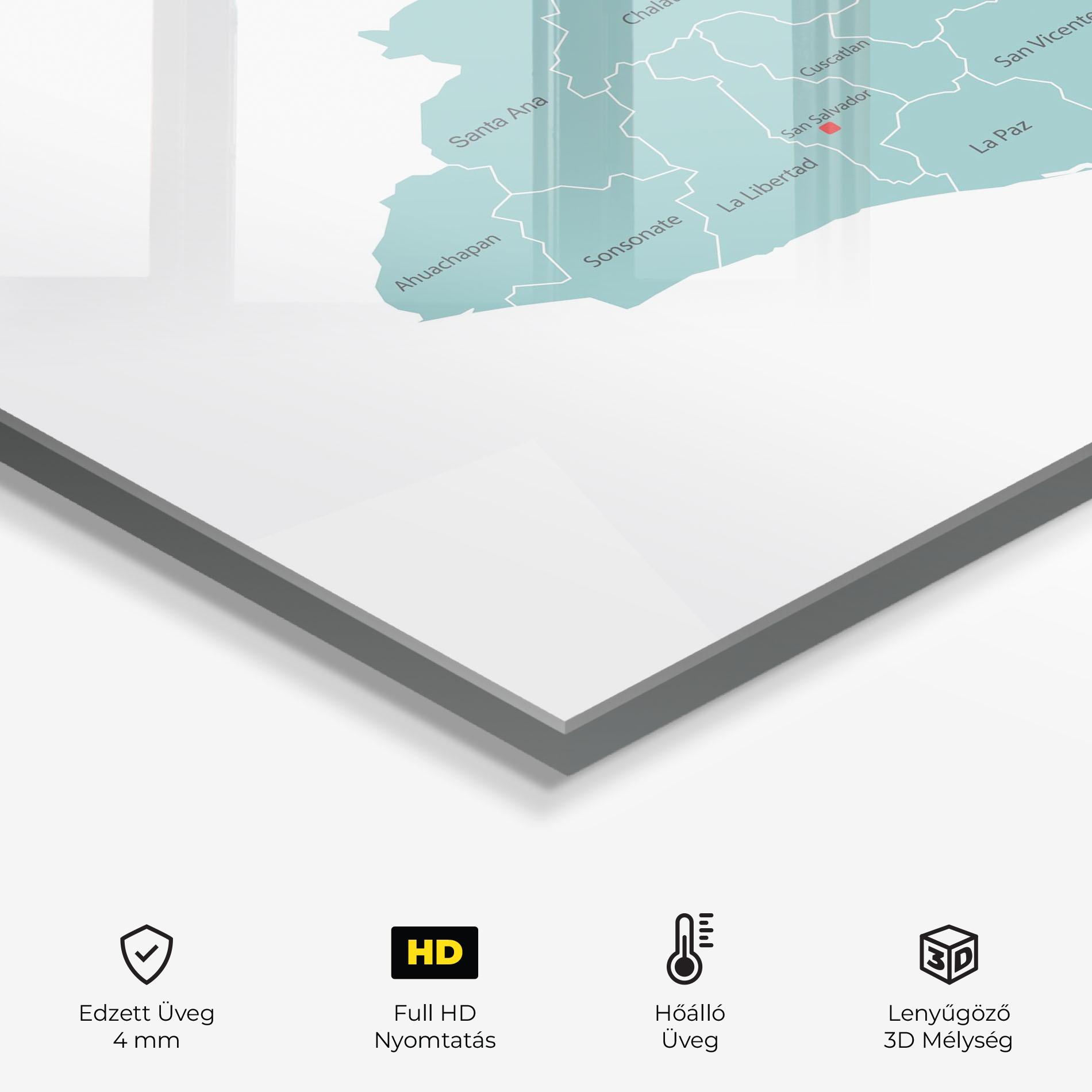 Konyhai üveg hátfal El Salvador Map mockup 2