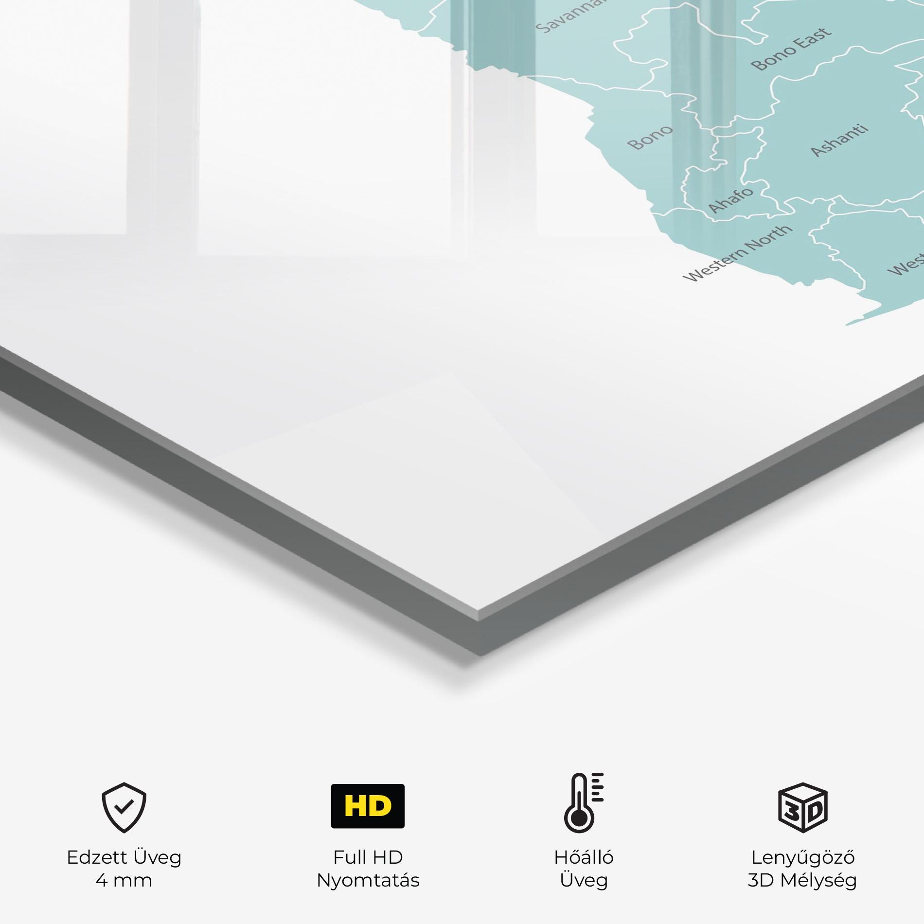 Konyhai üveg hátfal Ghana Map mockup 2
