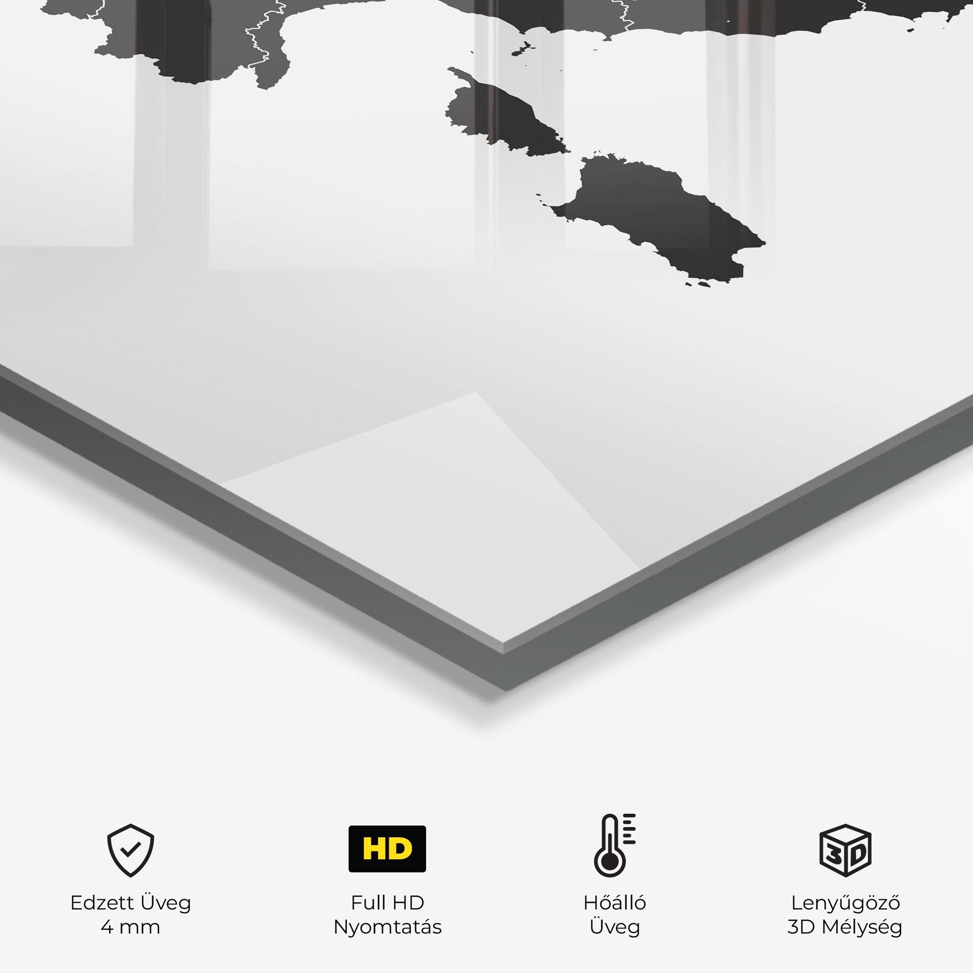 Konyhai üveg hátfal Italy Grey Map mockup 2