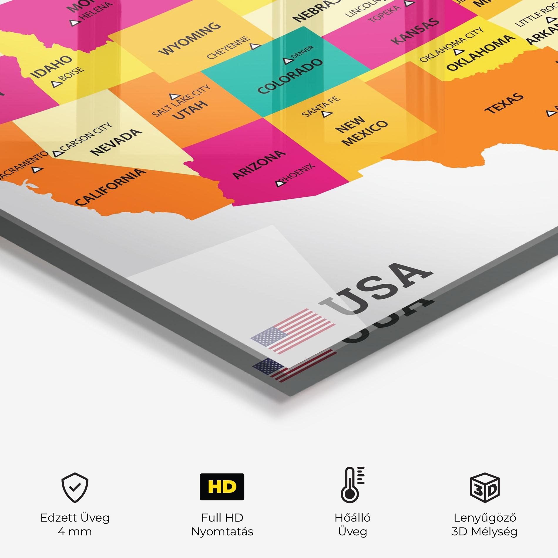 Konyhai üveg hátfal Usa Map mockup 2