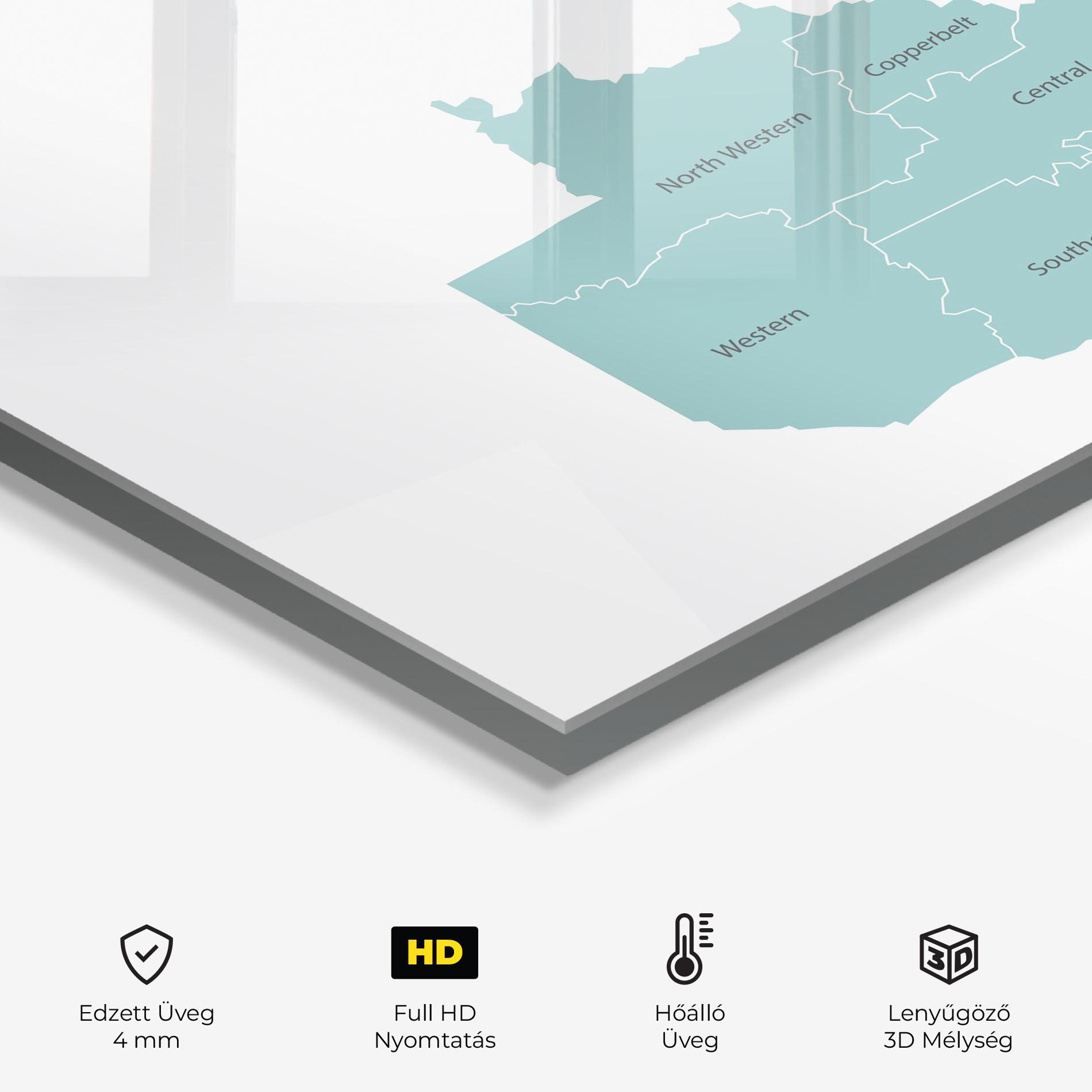 Konyhai üveg hátfal Zambia Map mockup 2