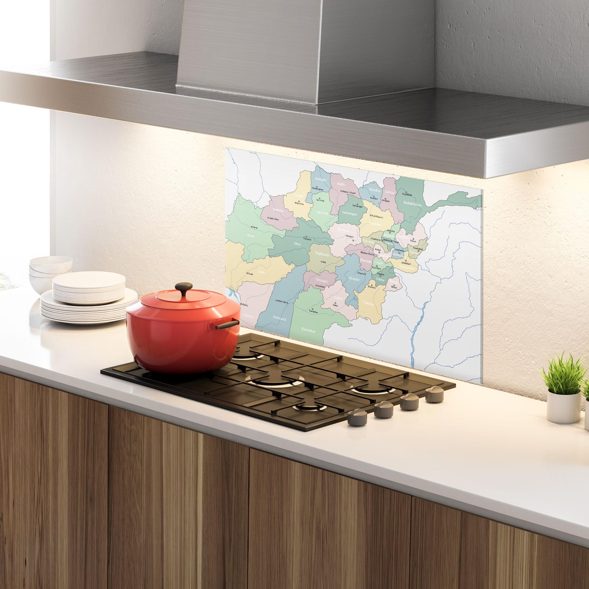 Konyhai üveg hátfal Afghanistan Map mockup 4