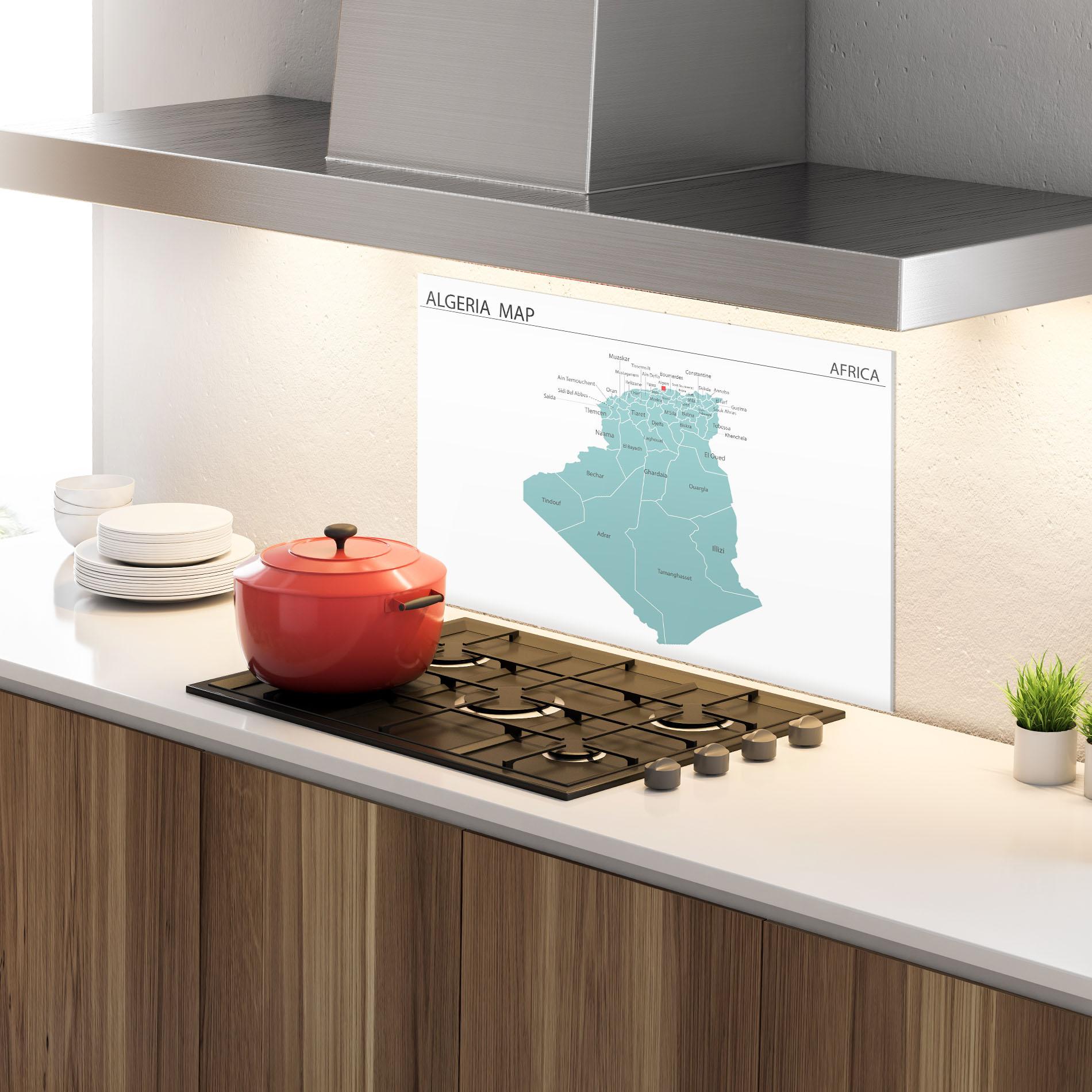 Konyhai üveg hátfal Algeria Map mockup 4